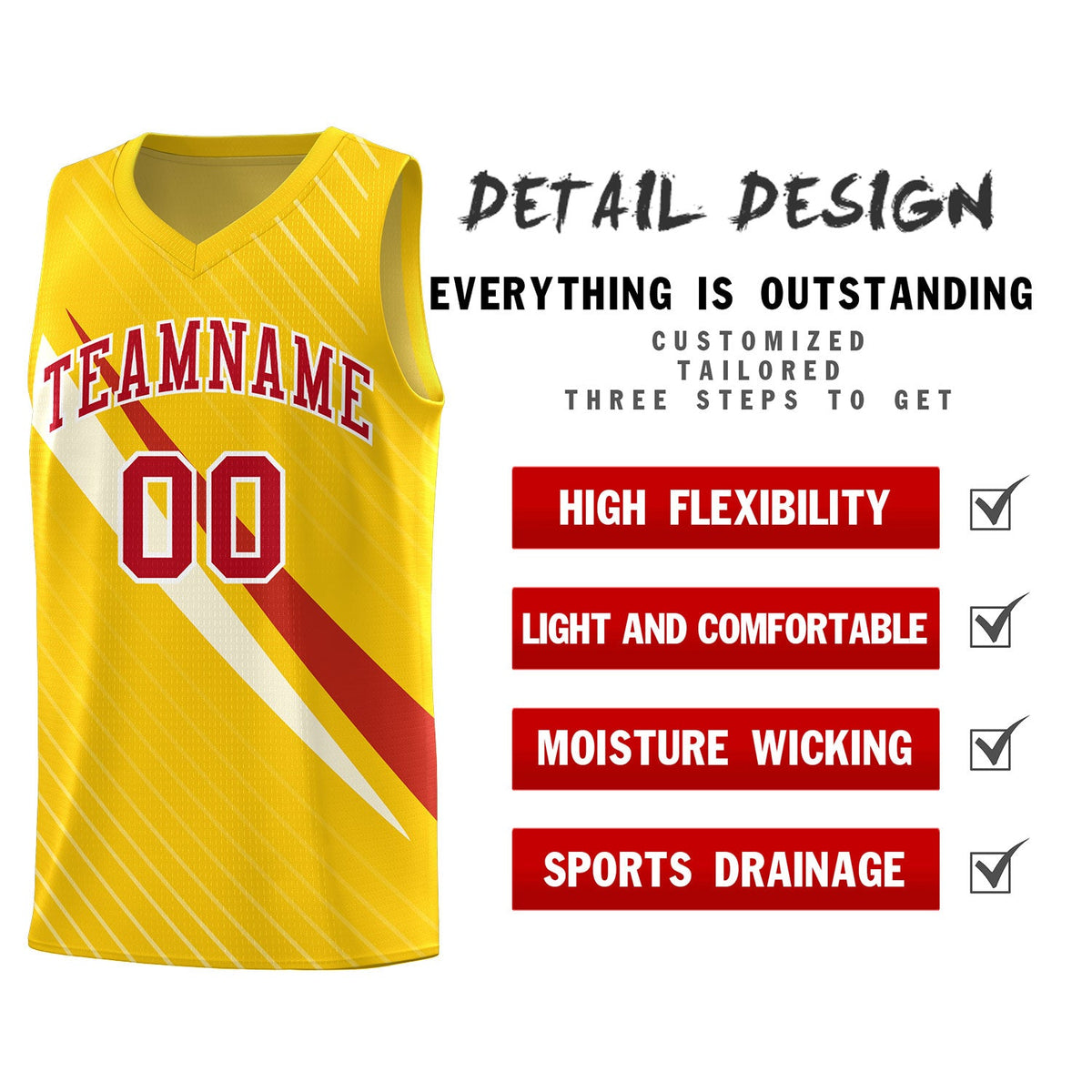Custom Gold Diagonal Pinstripe Pattern Color Block Sports Uniform Basketball Jersey