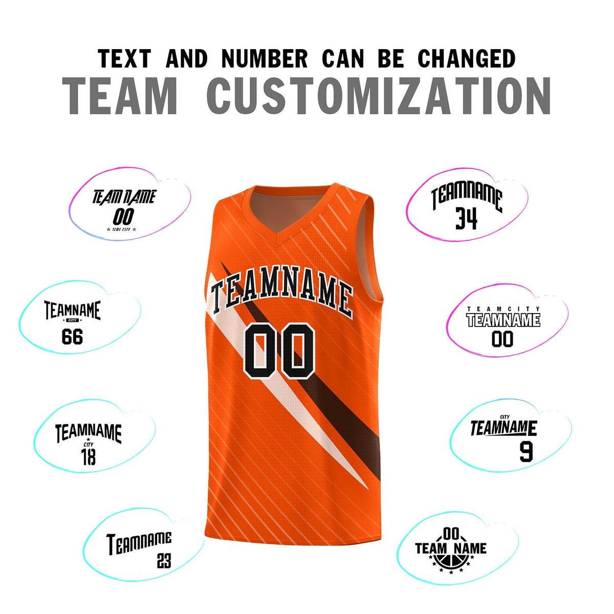 Custom Orange Diagonal Pinstripe Pattern Color Block Sports Uniform Basketball Jersey