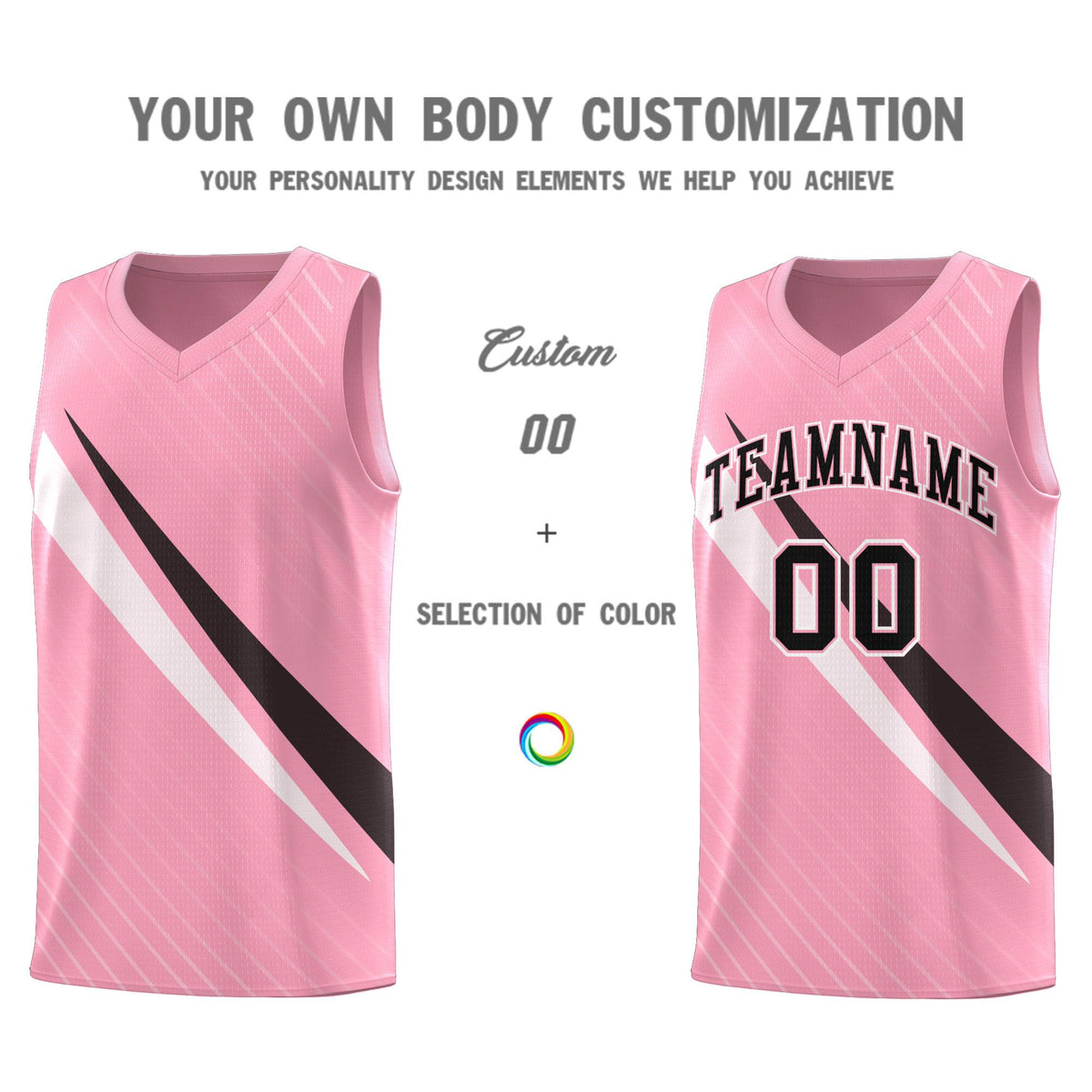 Custom Light Pink Diagonal Pinstripe Pattern Color Block Sports Uniform Basketball Jersey