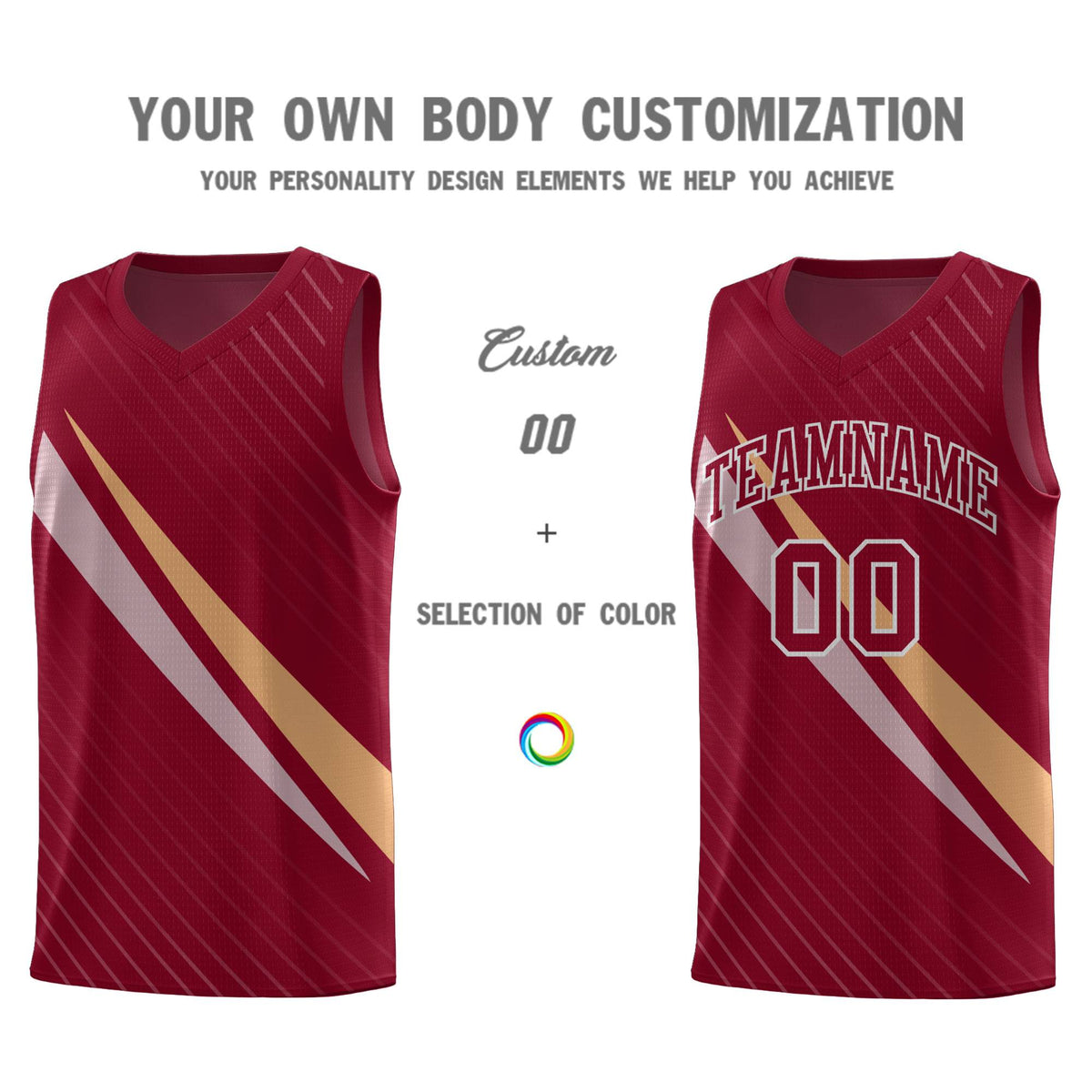 Custom Crimson Diagonal Pinstripe Pattern Color Block Sports Uniform Basketball Jersey