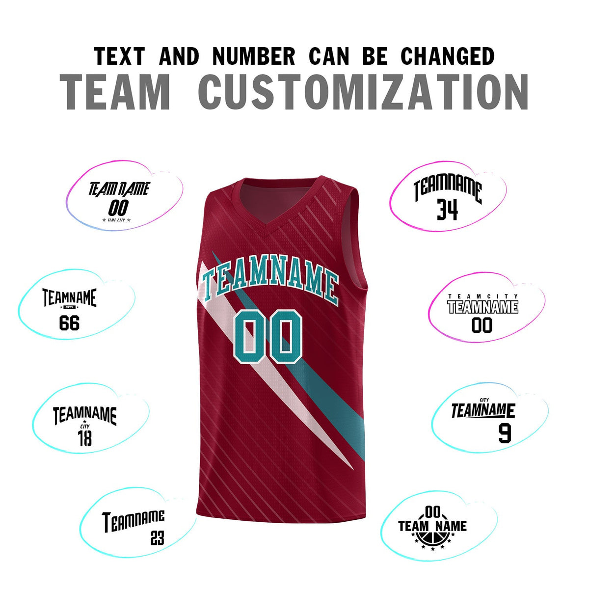 Custom Crimson Diagonal Pinstripe Pattern Color Block Sports Uniform Basketball Jersey