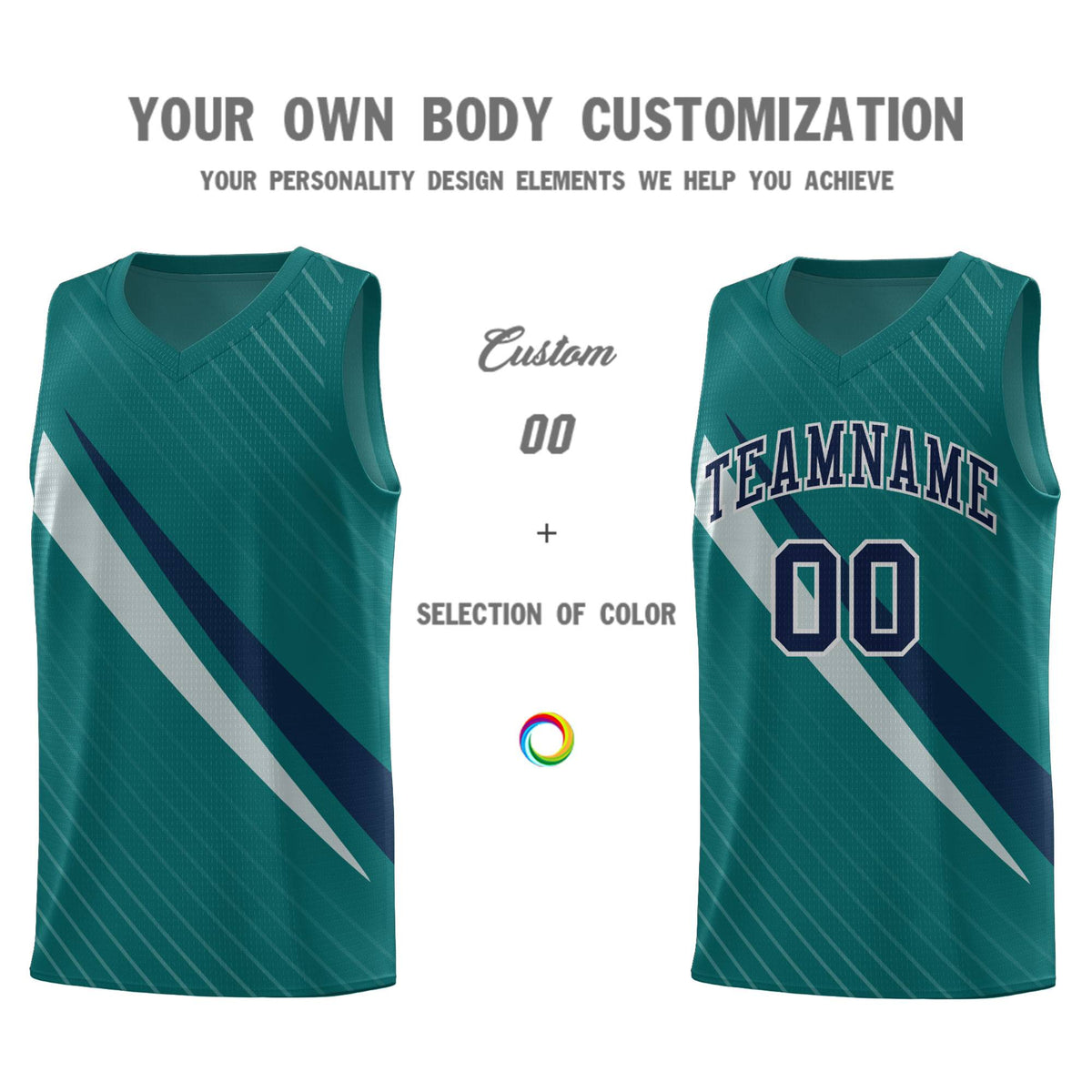 Custom Aqua Diagonal Pinstripe Pattern Color Block Sports Uniform Basketball Jersey