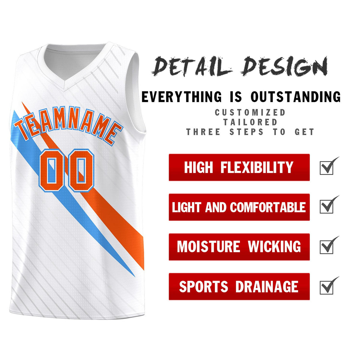 Custom White Diagonal Pinstripe Pattern Color Block Sports Uniform Basketball Jersey