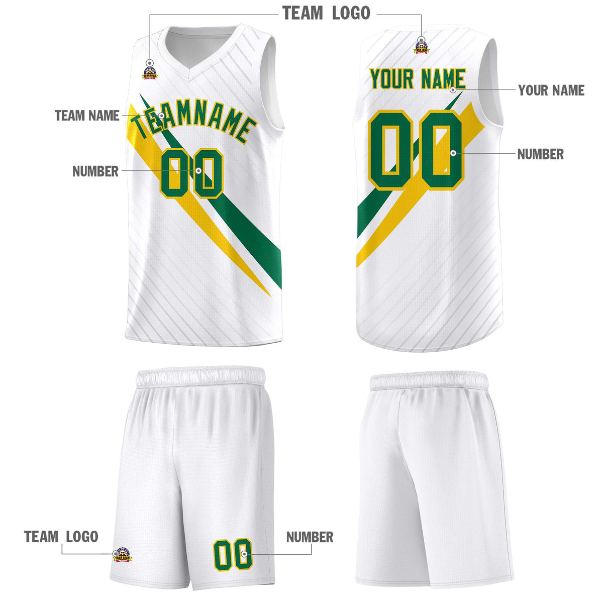 Custom White Diagonal Pinstripe Pattern Color Block Sports Uniform Basketball Jersey