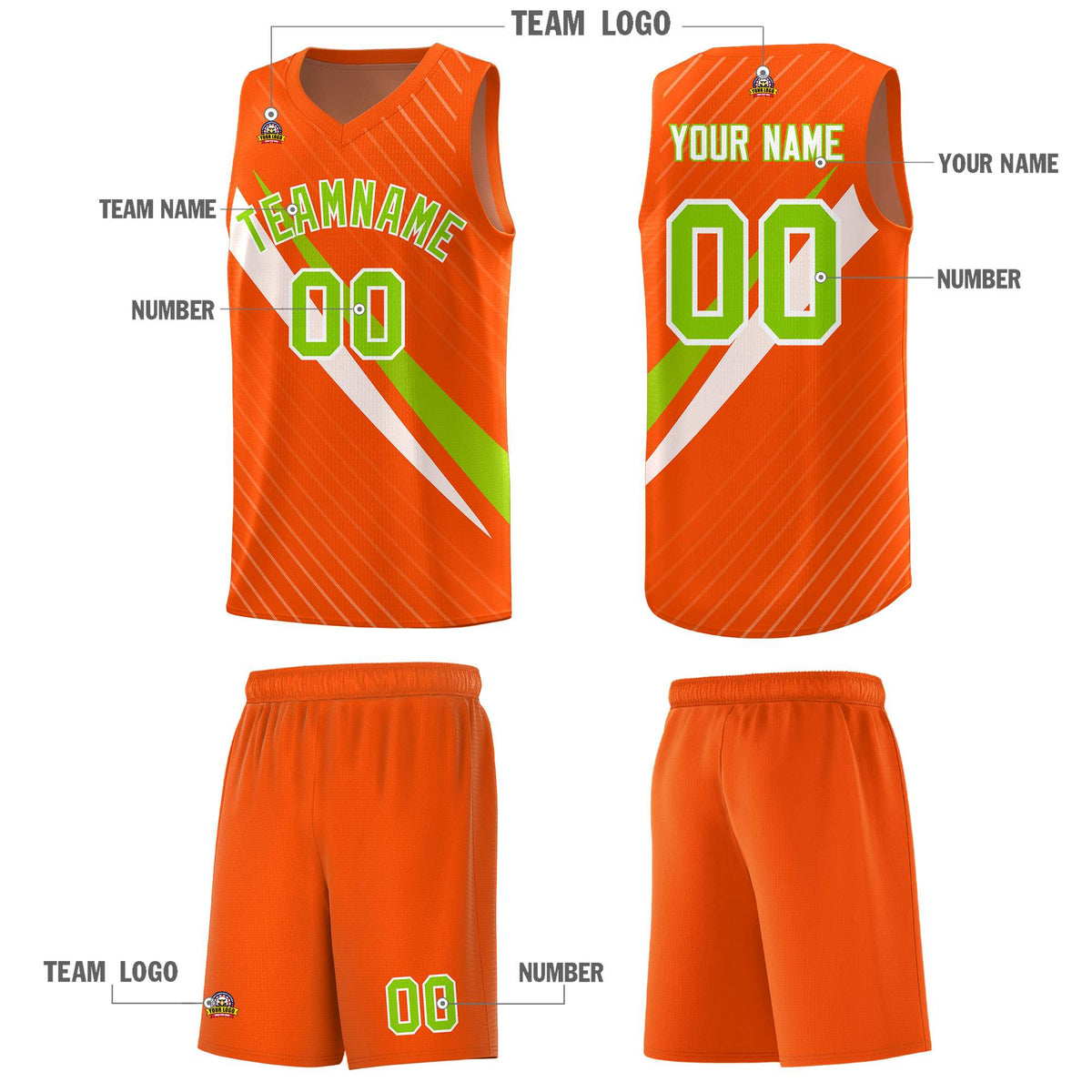 Custom Orange Diagonal Pinstripe Pattern Color Block Sports Uniform Basketball Jersey