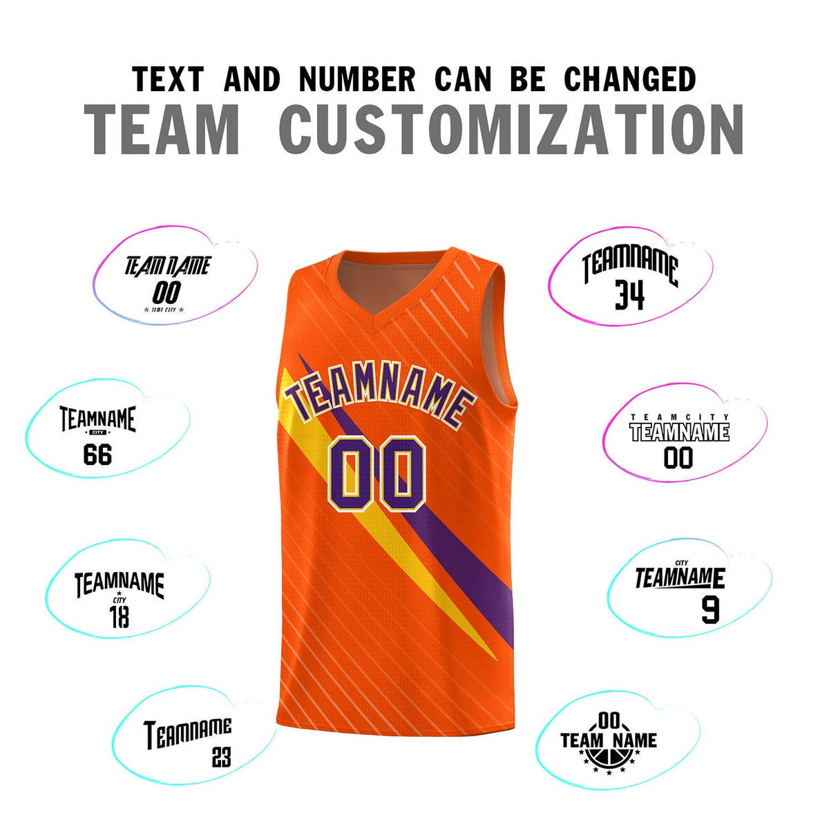 Custom Orange Diagonal Pinstripe Pattern Color Block Sports Uniform Basketball Jersey