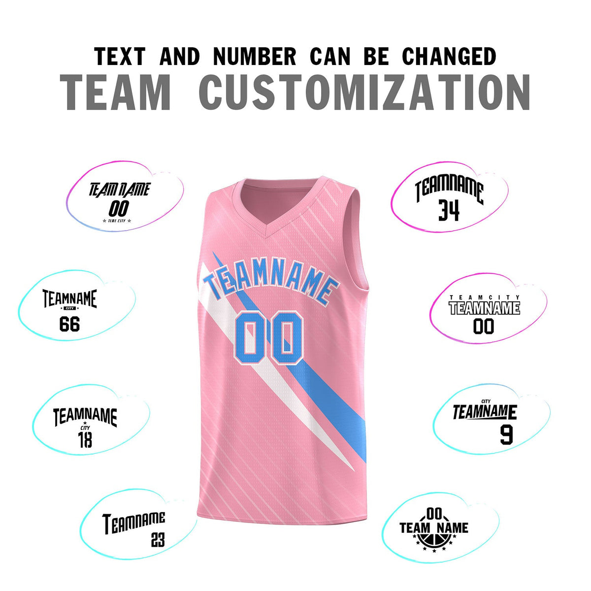 Custom Light Pink Diagonal Pinstripe Pattern Color Block Sports Uniform Basketball Jersey