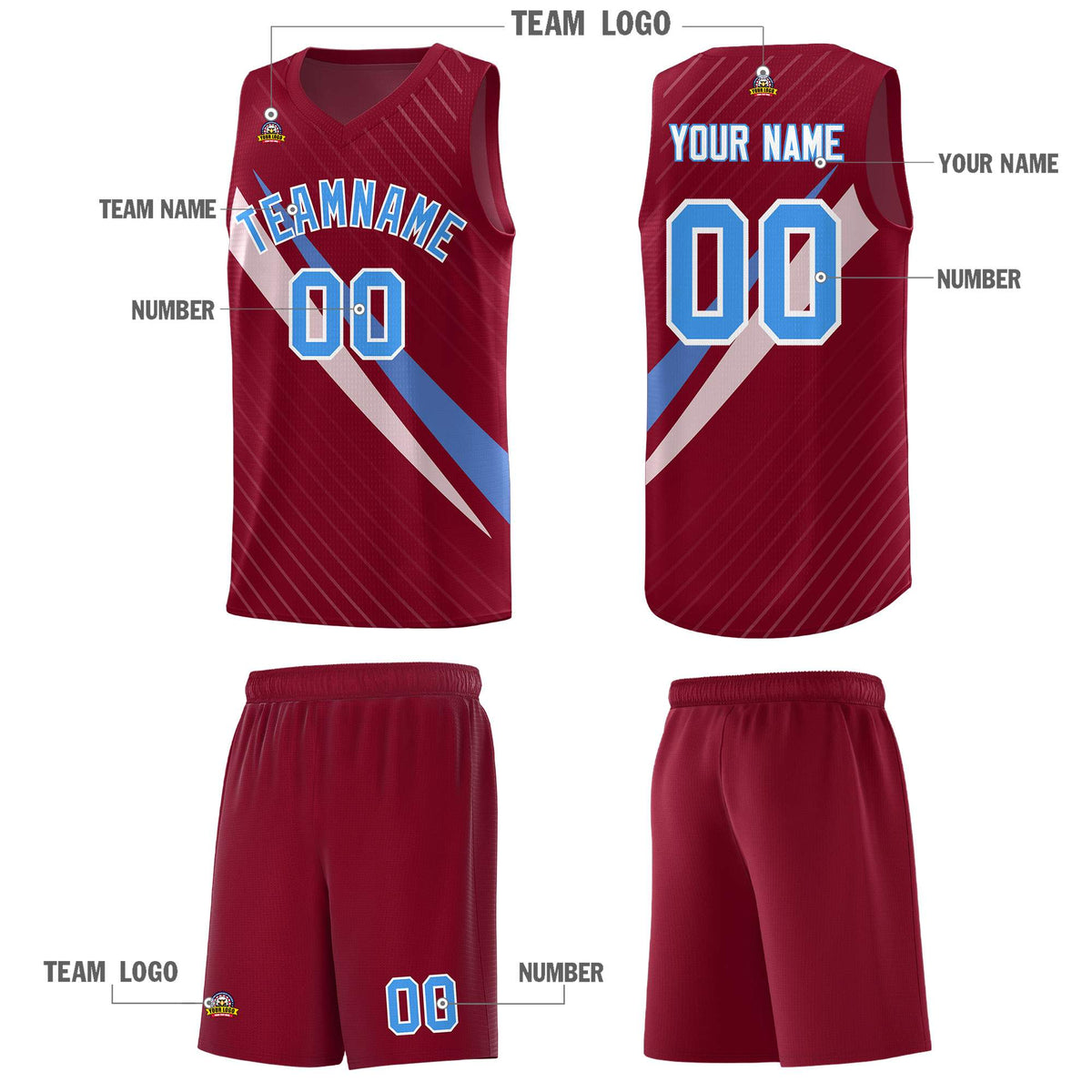 Custom Crimson Diagonal Pinstripe Pattern Color Block Sports Uniform Basketball Jersey