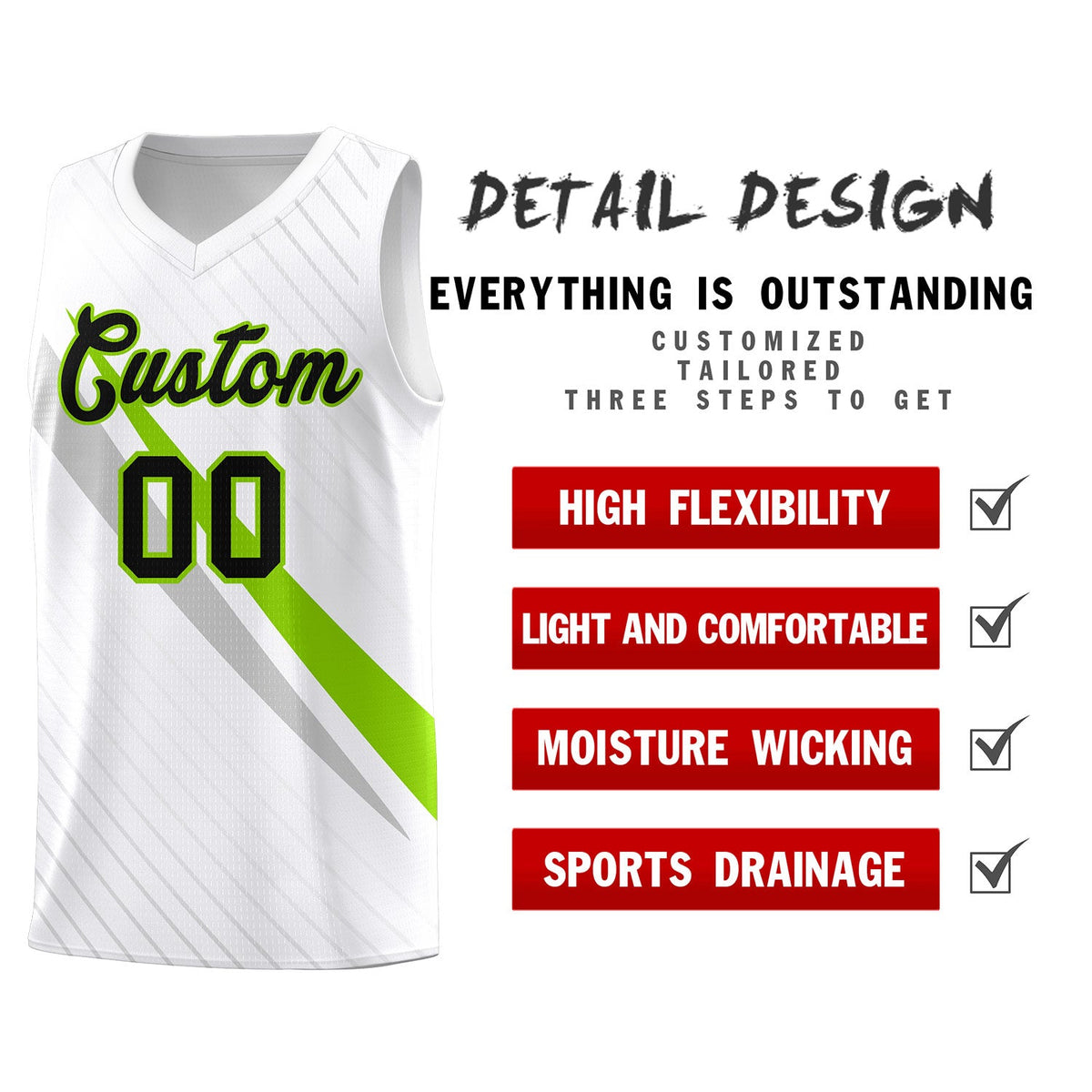 Custom White Diagonal Pinstripe Pattern Color Block Sports Uniform Basketball Jersey