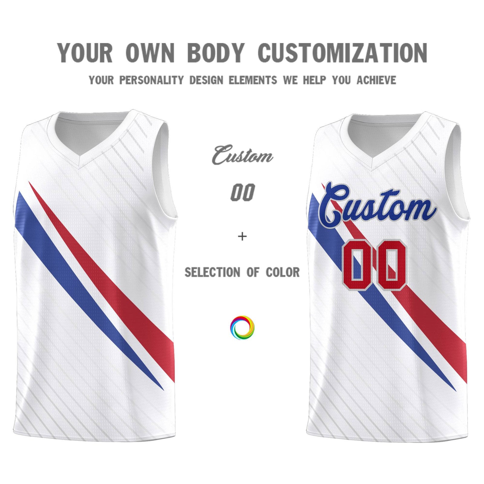 Custom White Diagonal Pinstripe Pattern Color Block Sports Uniform Basketball Jersey
