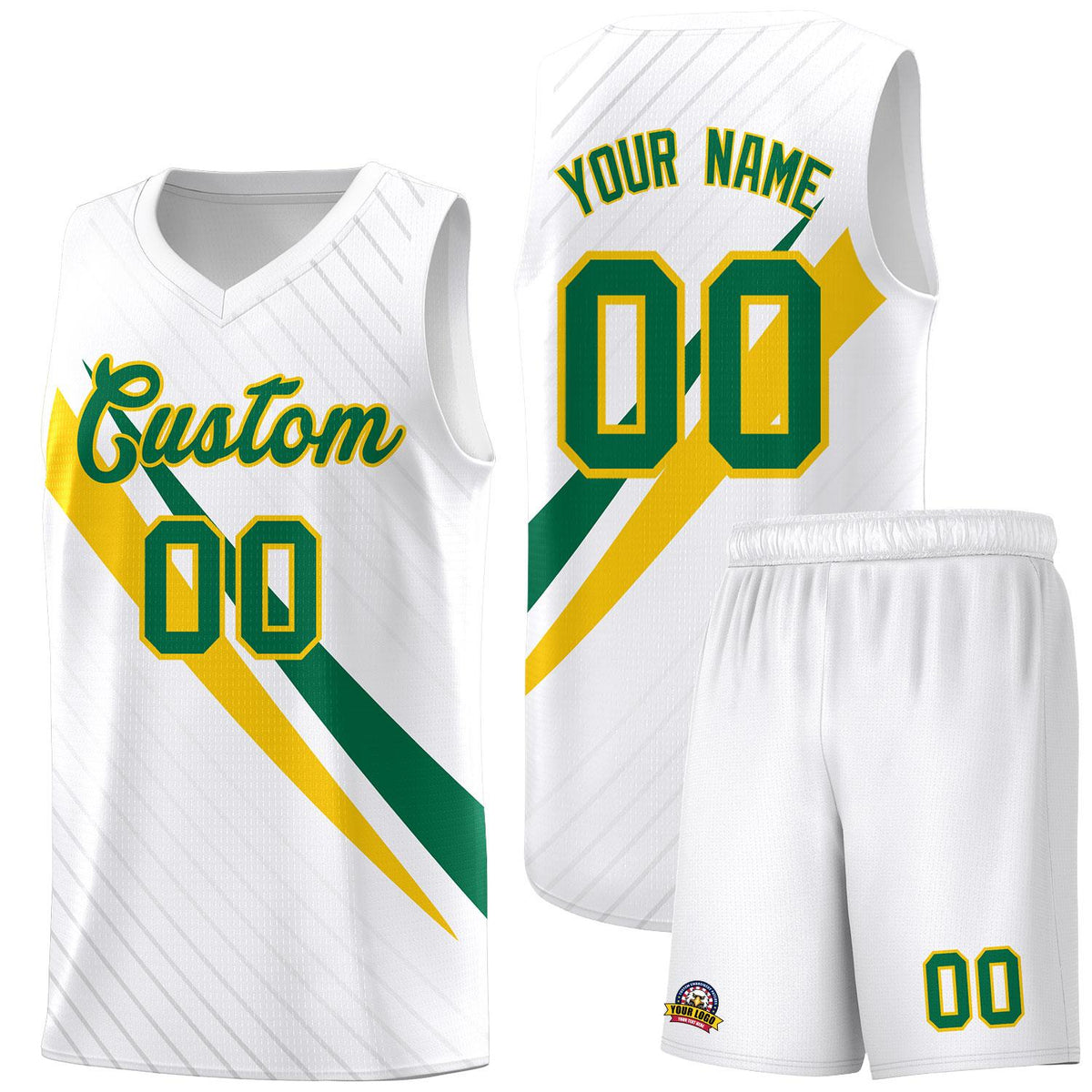 Custom White Diagonal Pinstripe Pattern Color Block Sports Uniform Basketball Jersey