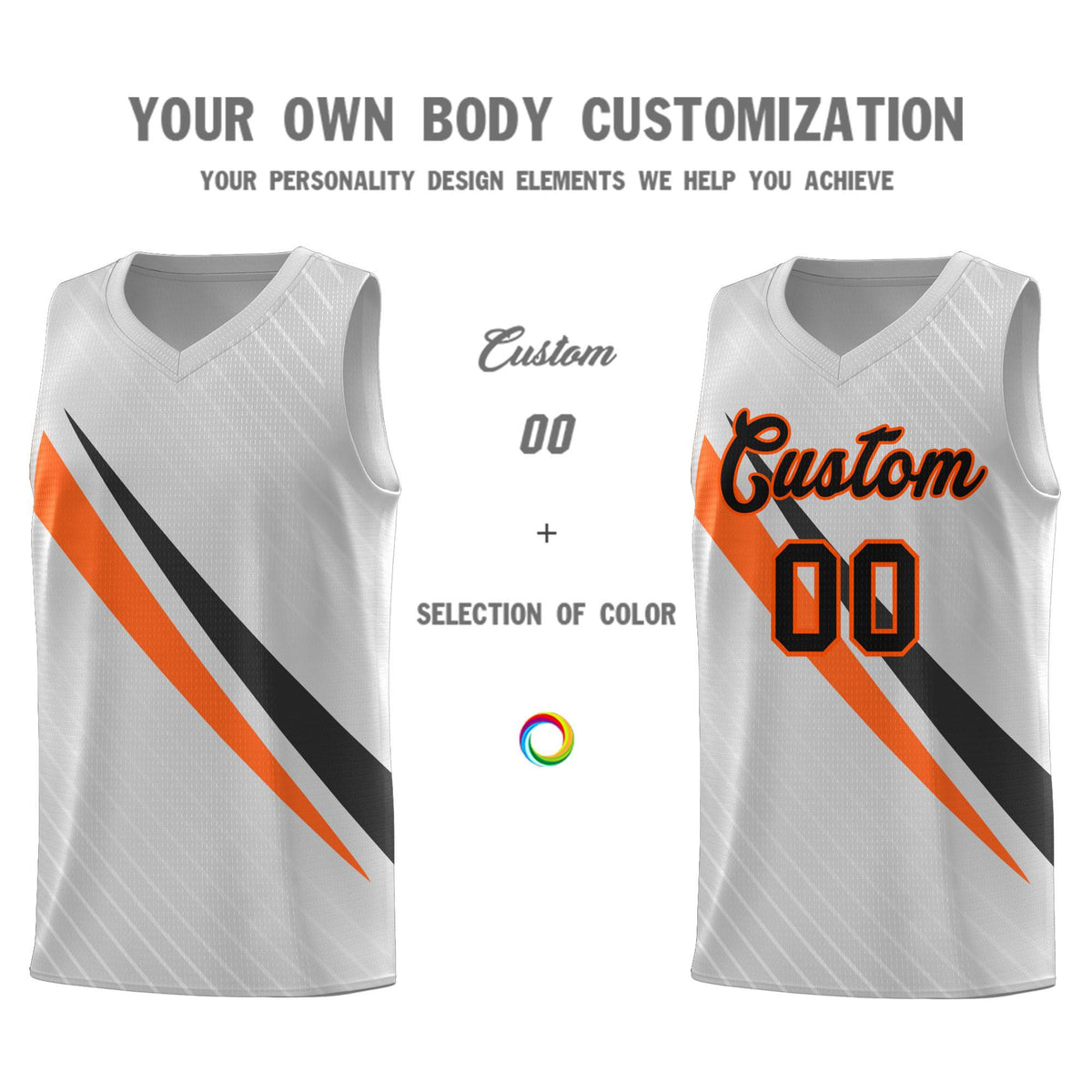 Custom Gray Diagonal Pinstripe Pattern Color Block Sports Uniform Basketball Jersey
