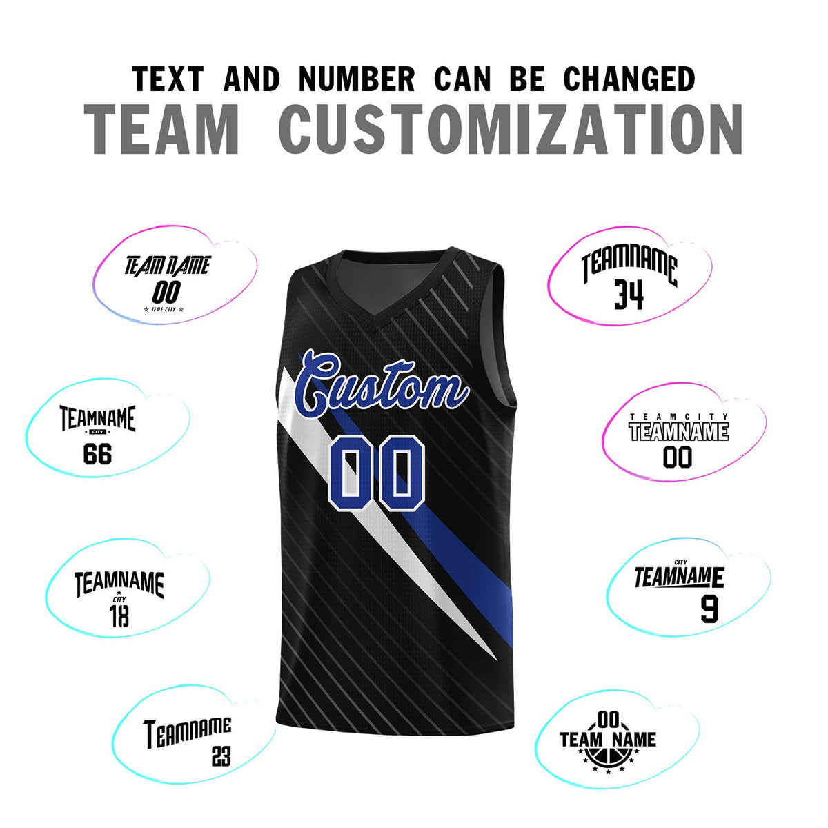 Custom Black Diagonal Pinstripe Pattern Color Block Sports Uniform Basketball Jersey