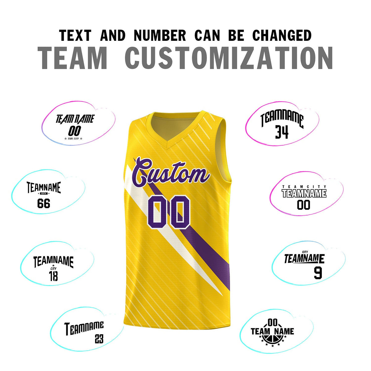Custom Gold Diagonal Pinstripe Pattern Color Block Sports Uniform Basketball Jersey
