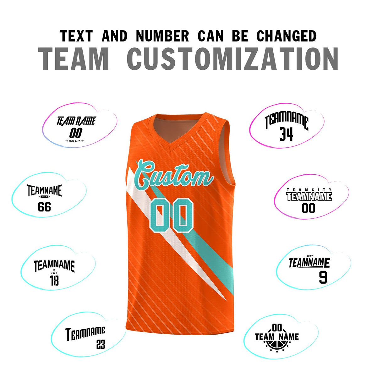 Custom Orange Diagonal Pinstripe Pattern Color Block Sports Uniform Basketball Jersey