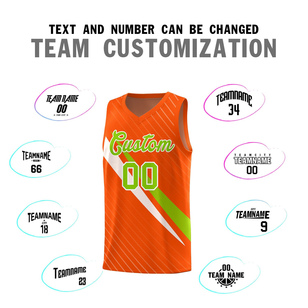 Custom Orange Diagonal Pinstripe Pattern Color Block Sports Uniform Basketball Jersey