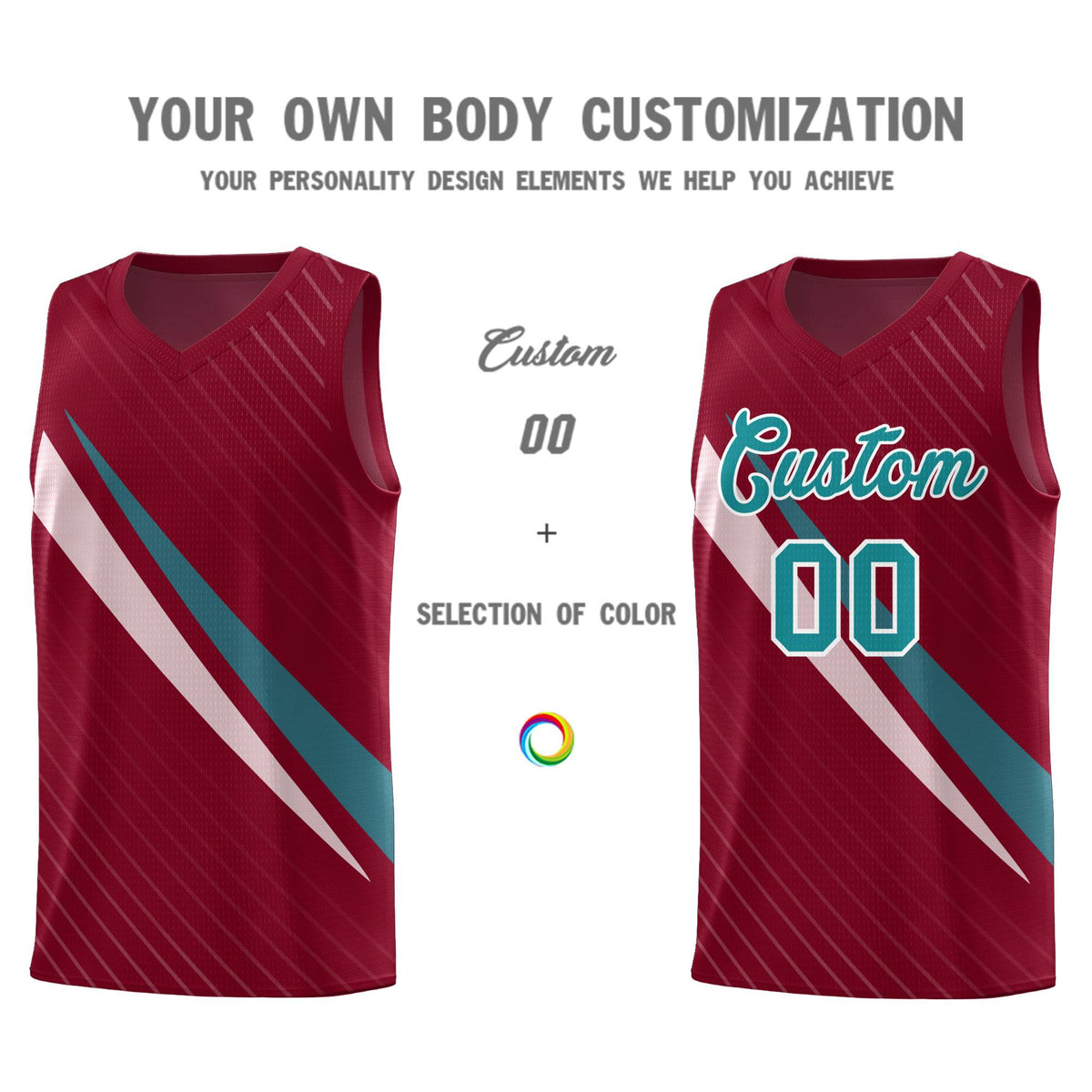 Custom Crimson Diagonal Pinstripe Pattern Color Block Sports Uniform Basketball Jersey