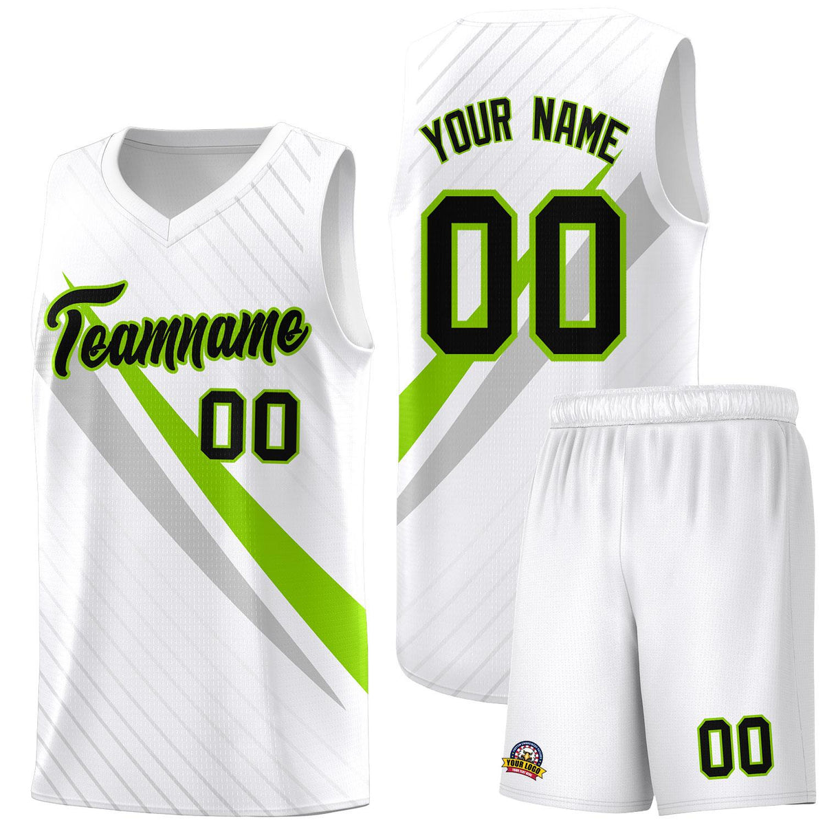 Custom White Diagonal Pinstripe Pattern Color Block Sports Uniform Basketball Jersey