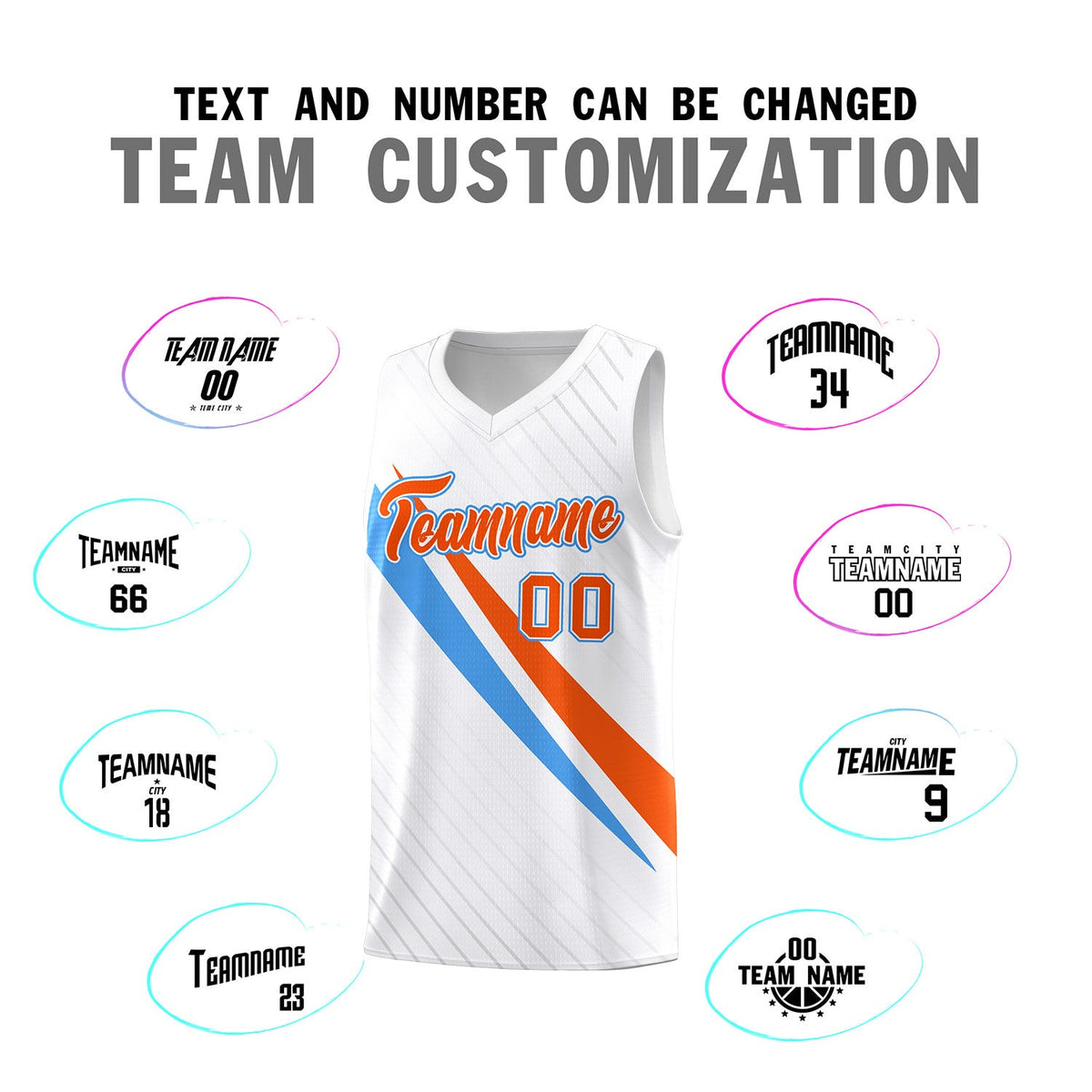 Custom White Diagonal Pinstripe Pattern Color Block Sports Uniform Basketball Jersey