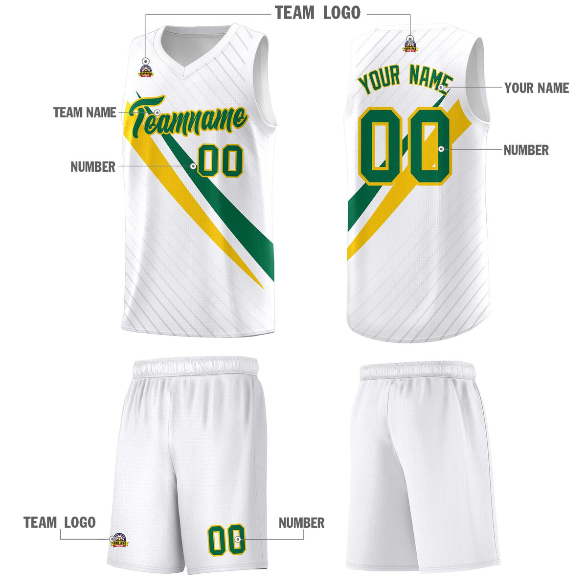 Custom White Diagonal Pinstripe Pattern Color Block Sports Uniform Basketball Jersey