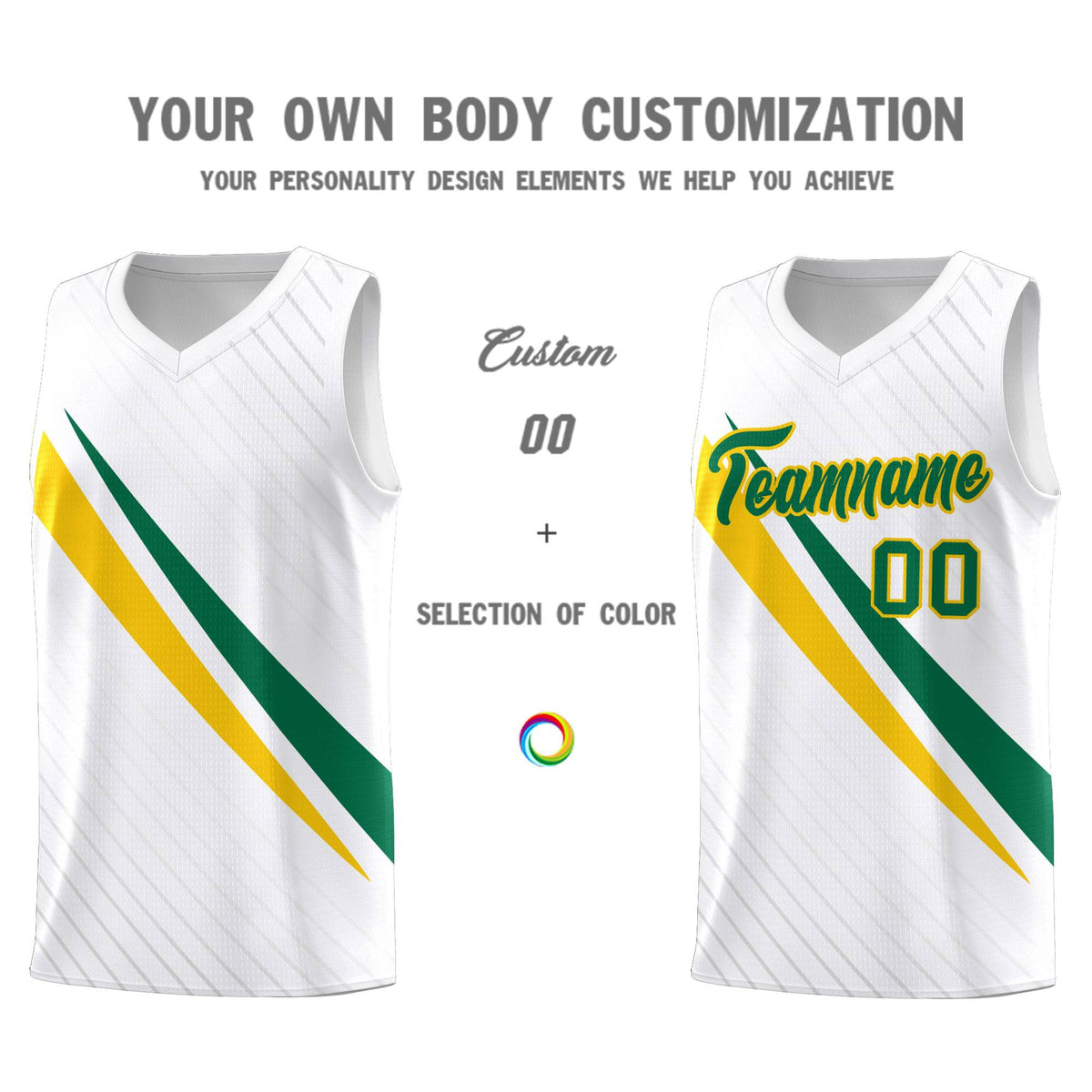 Custom White Diagonal Pinstripe Pattern Color Block Sports Uniform Basketball Jersey