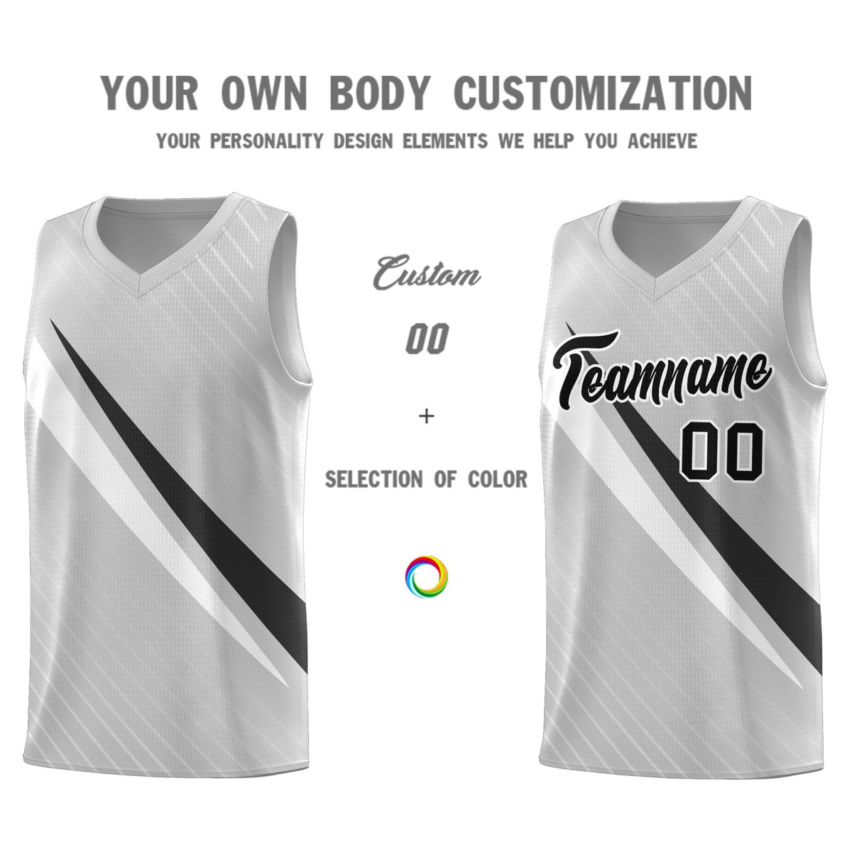 Custom Gray Diagonal Pinstripe Pattern Color Block Sports Uniform Basketball Jersey