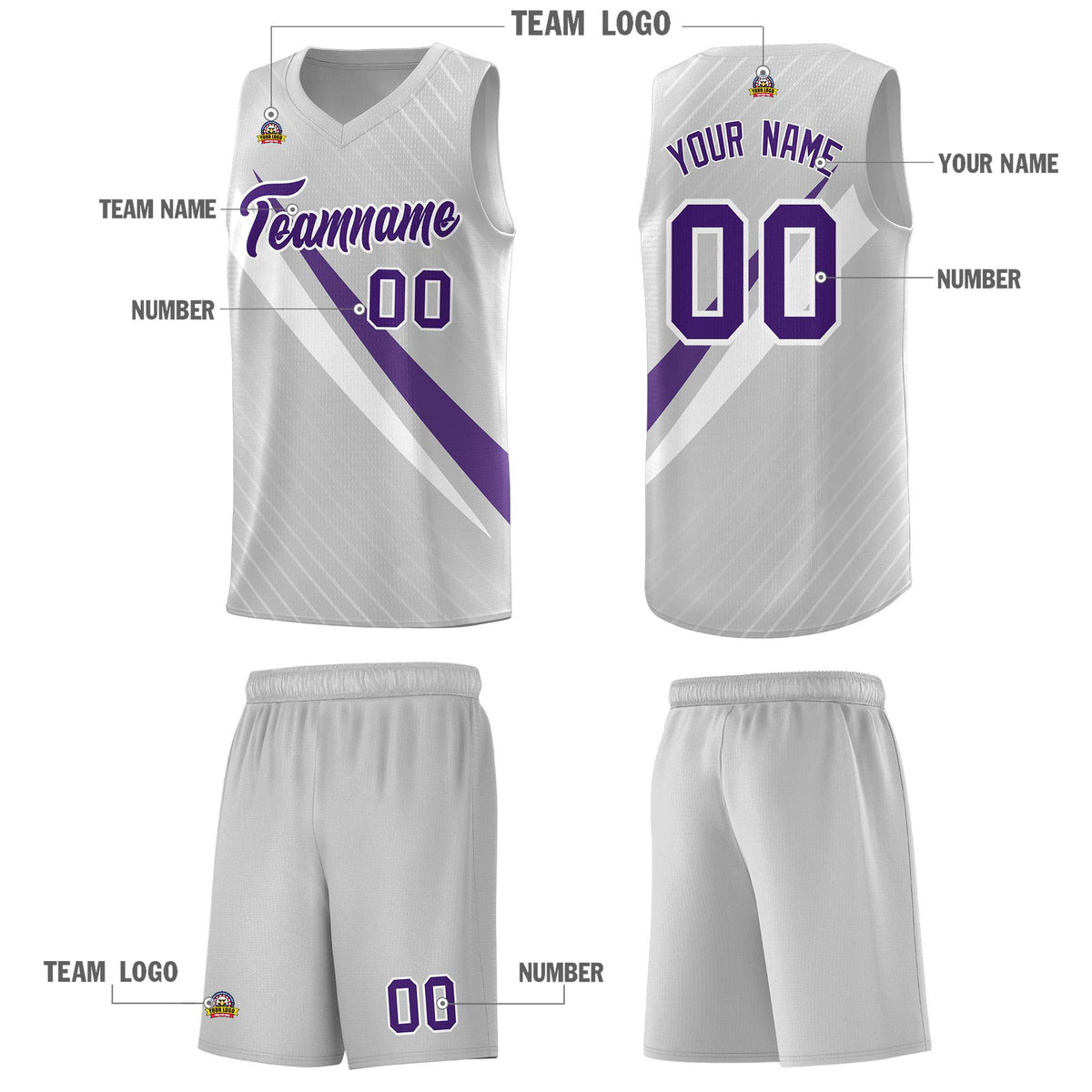 Custom Gray Diagonal Pinstripe Pattern Color Block Sports Uniform Basketball Jersey