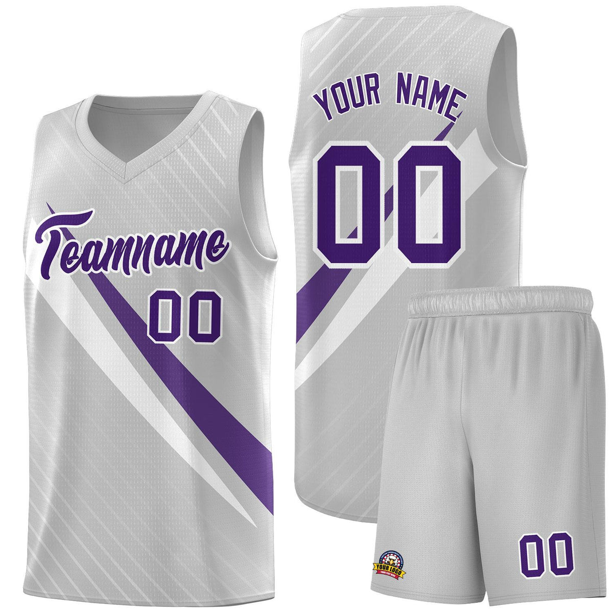 Custom Gray Diagonal Pinstripe Pattern Color Block Sports Uniform Basketball Jersey