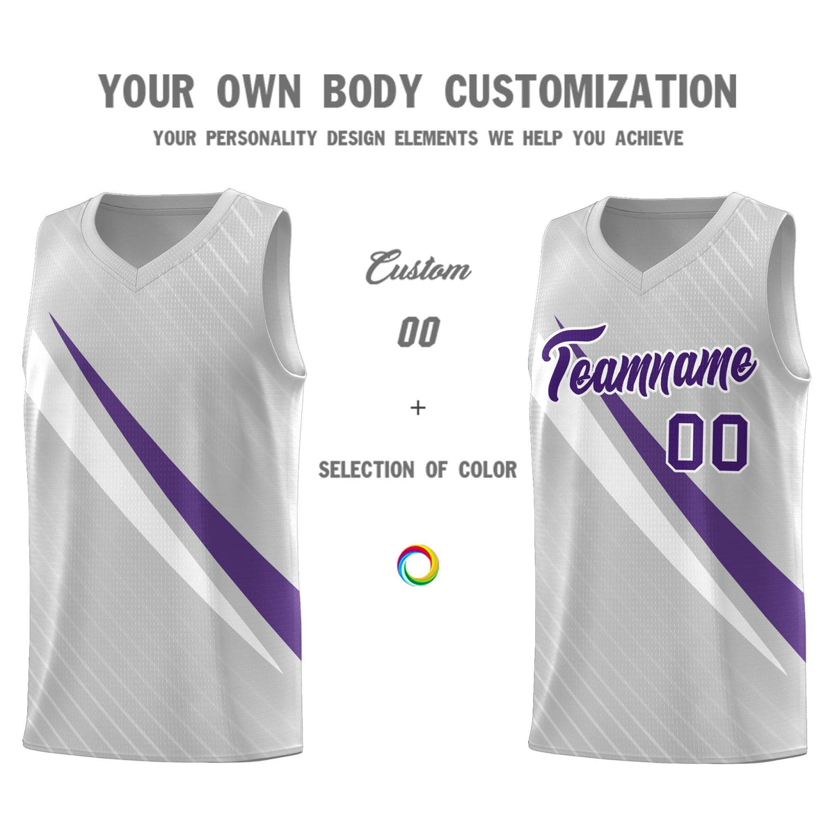 Custom Gray Diagonal Pinstripe Pattern Color Block Sports Uniform Basketball Jersey
