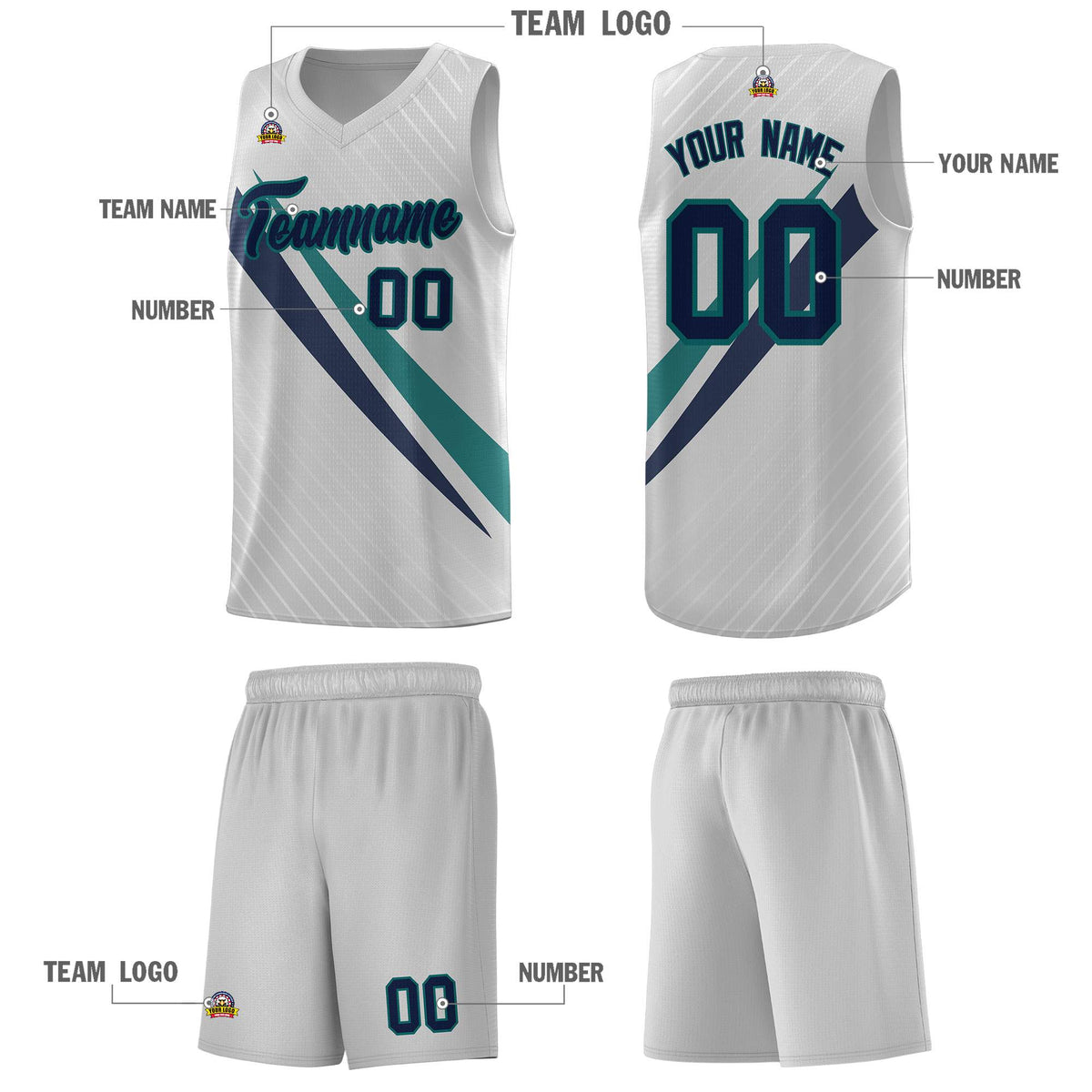 Custom Gray Diagonal Pinstripe Pattern Color Block Sports Uniform Basketball Jersey