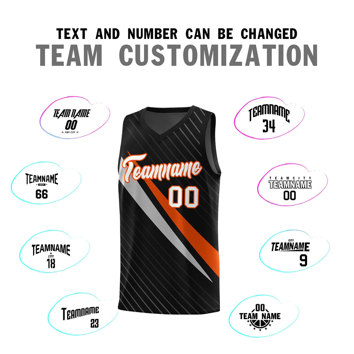 Custom Black Diagonal Pinstripe Pattern Color Block Sports Uniform Basketball Jersey