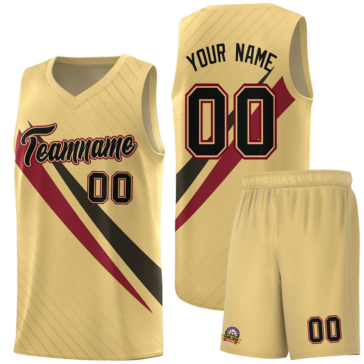 Custom Khaki Diagonal Pinstripe Pattern Color Block Sports Uniform Basketball Jersey