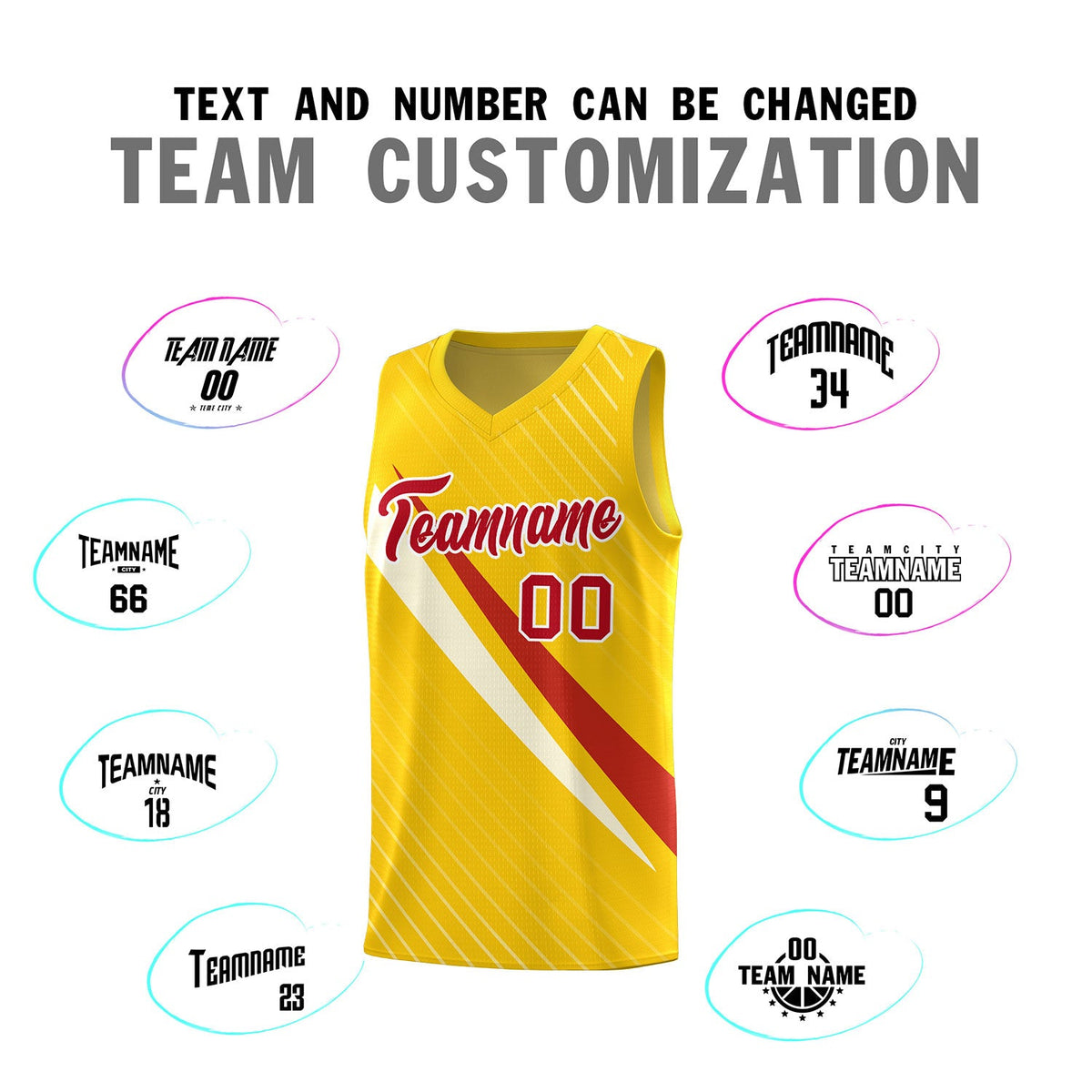 Custom Gold Diagonal Pinstripe Pattern Color Block Sports Uniform Basketball Jersey