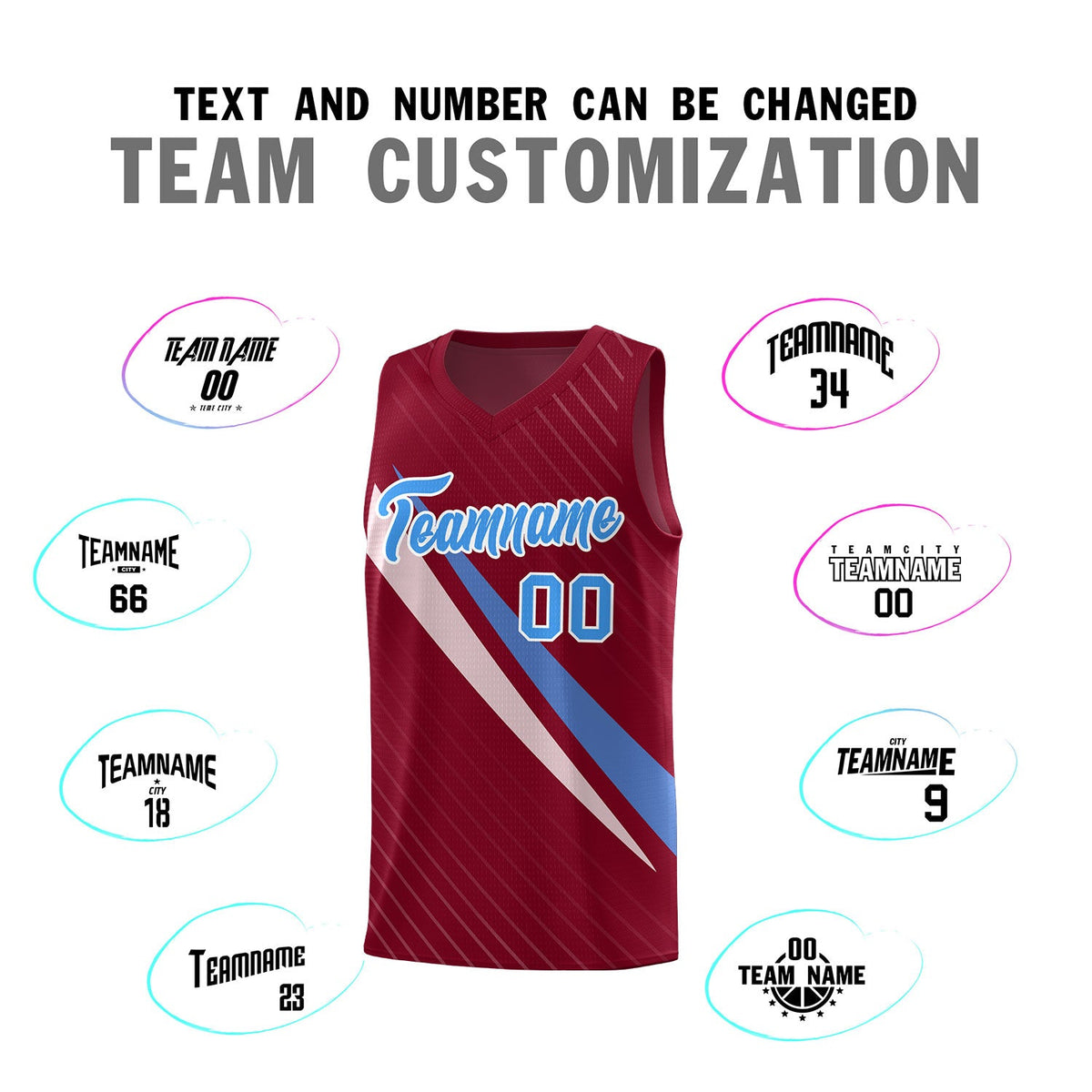 Custom Crimson Diagonal Pinstripe Pattern Color Block Sports Uniform Basketball Jersey