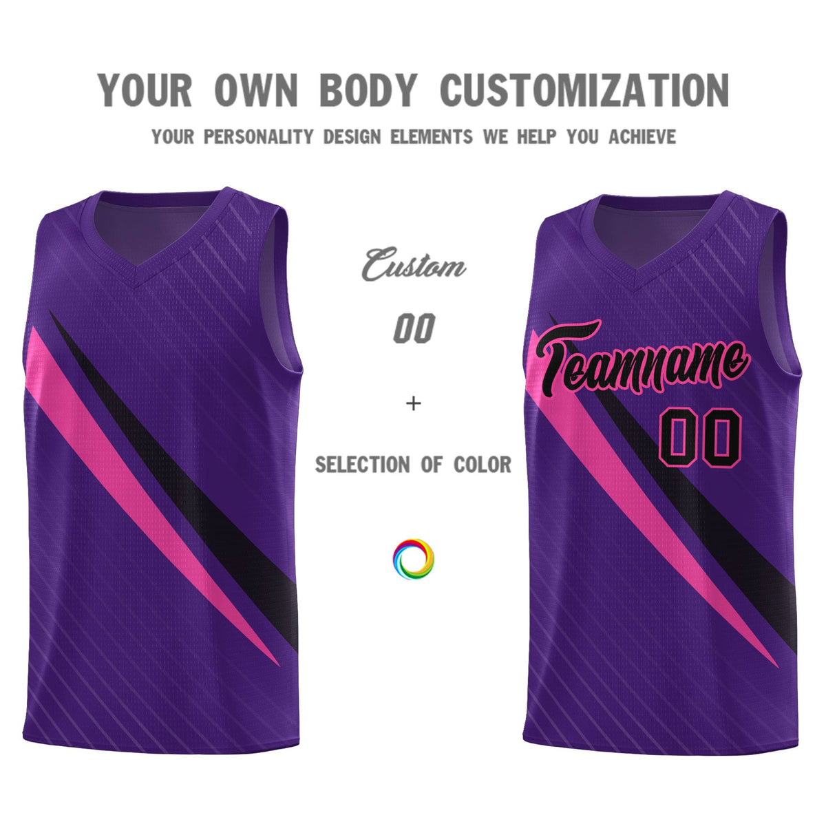 Custom Purple Diagonal Pinstripe Pattern Color Block Sports Uniform Basketball Jersey