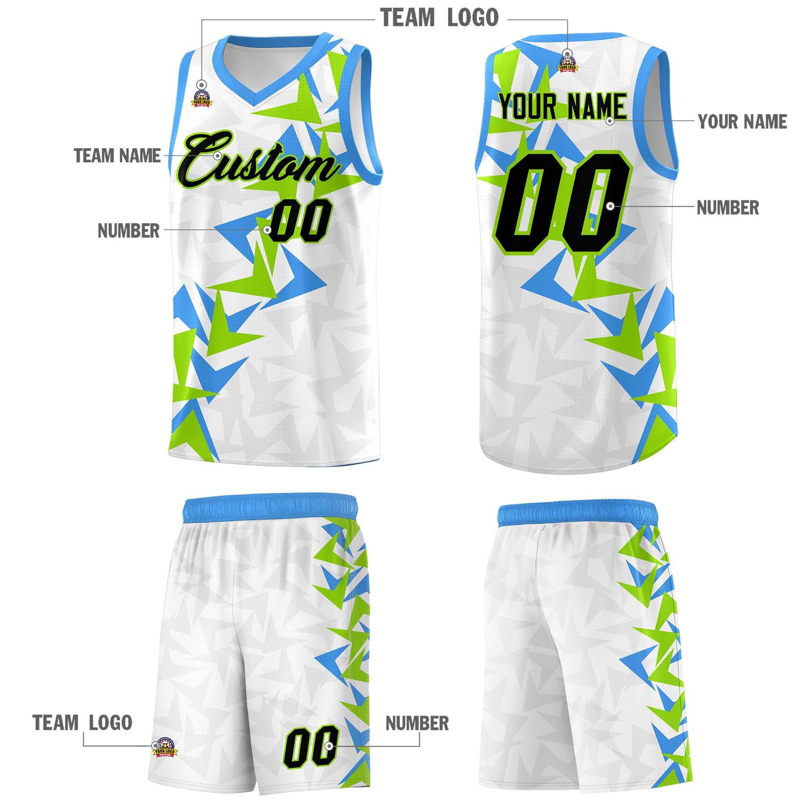 Custom White Boomerang Pattern Sets Basketball Jersey