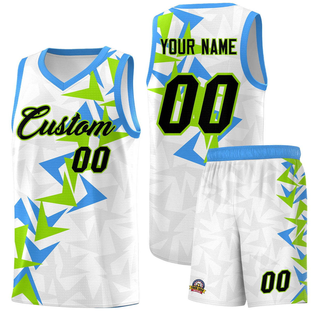 Custom White Boomerang Pattern Sets Basketball Jersey