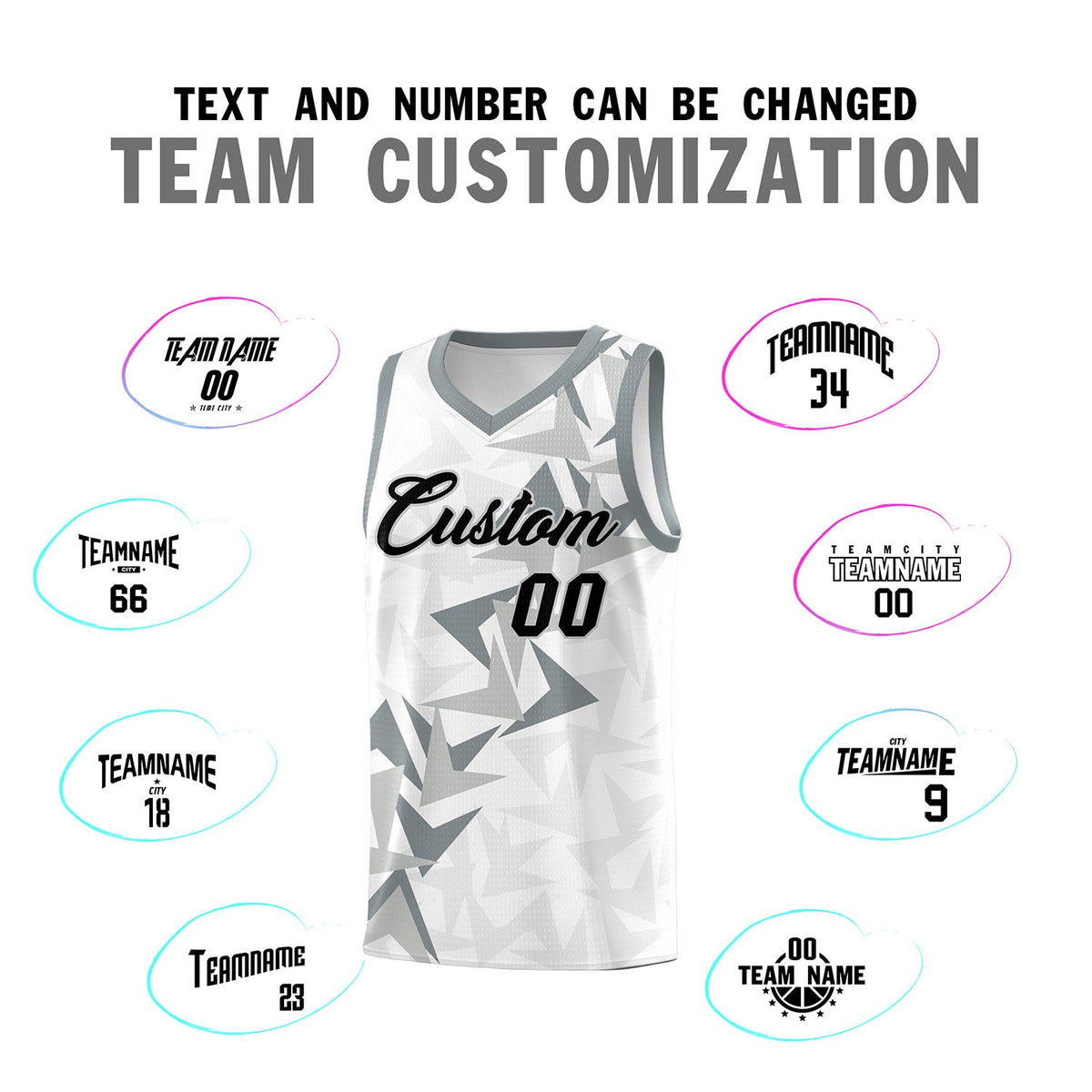 Custom White Boomerang Pattern Sets Basketball Jersey