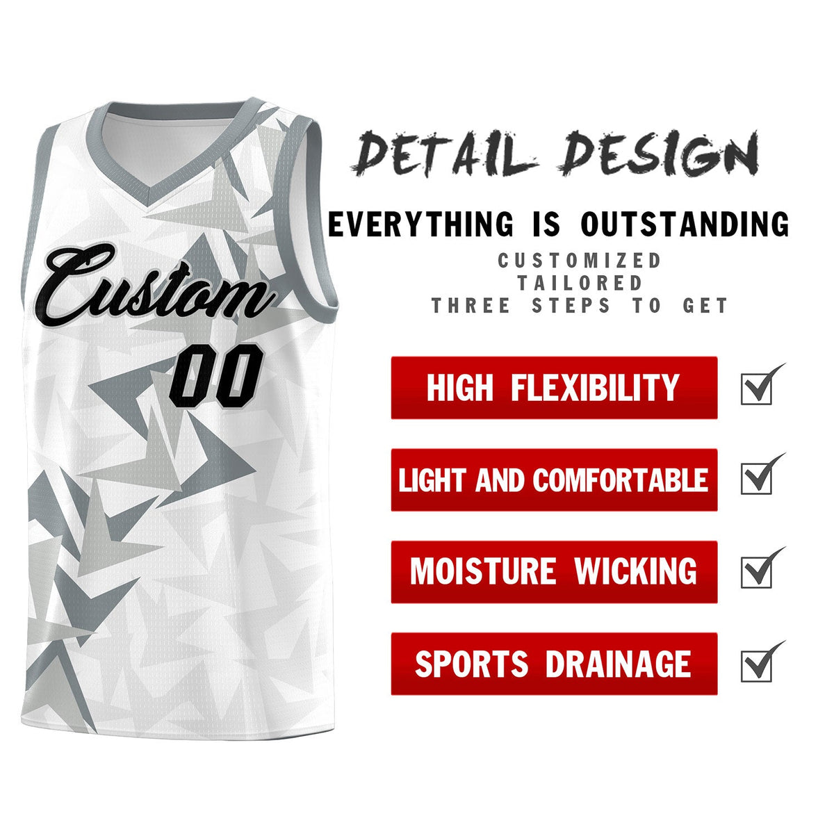 Custom White Boomerang Pattern Sets Basketball Jersey