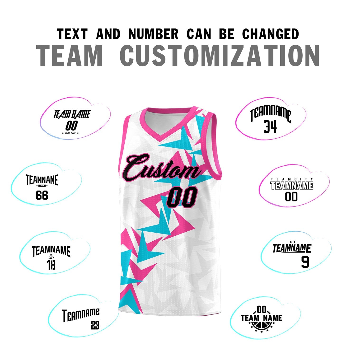 Custom White Boomerang Pattern Sets Basketball Jersey