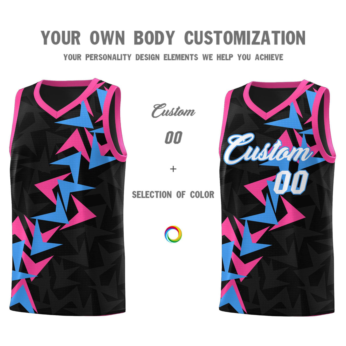 Custom Black Boomerang Pattern Sets Basketball Jersey