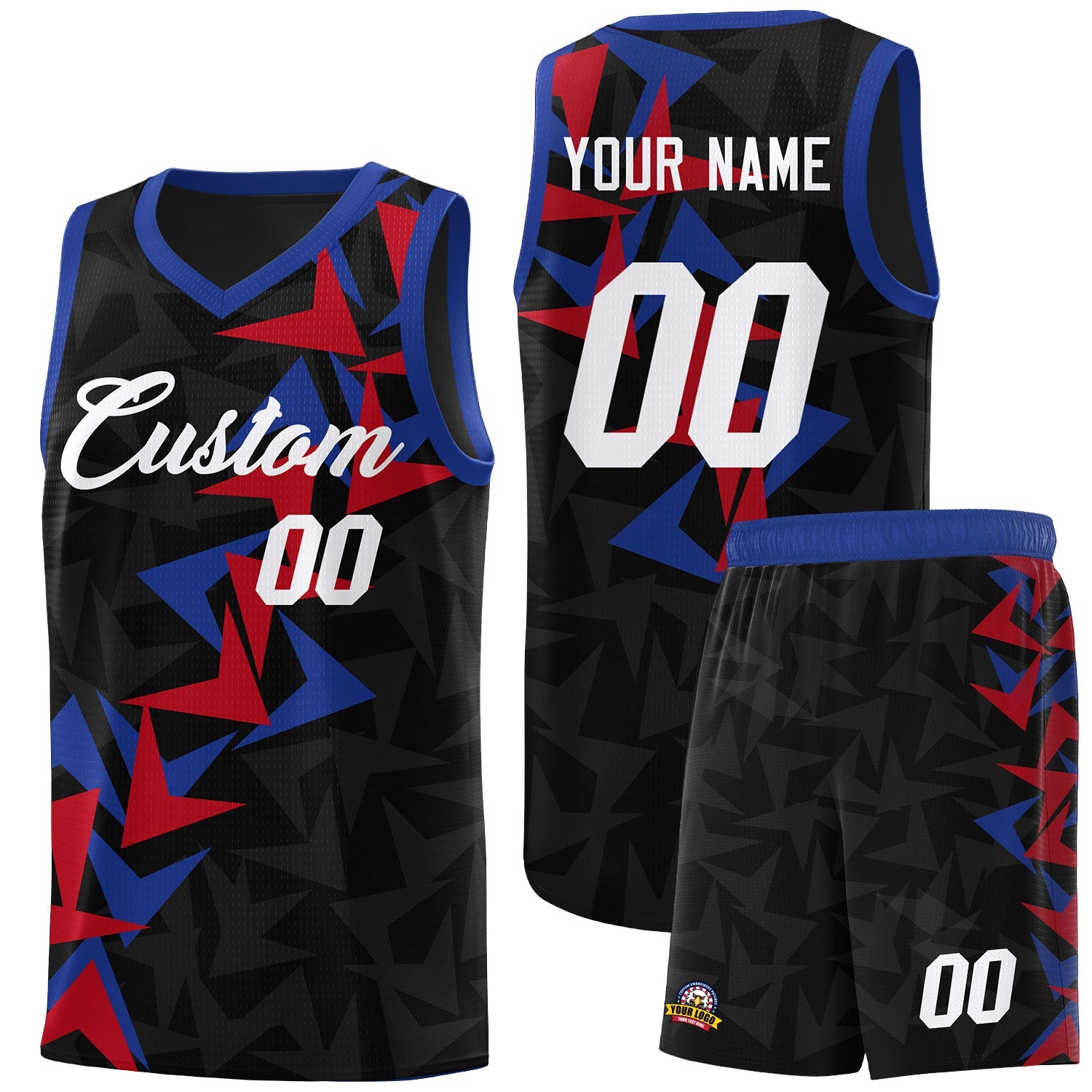 Custom Black Boomerang Pattern Sets Basketball Jersey