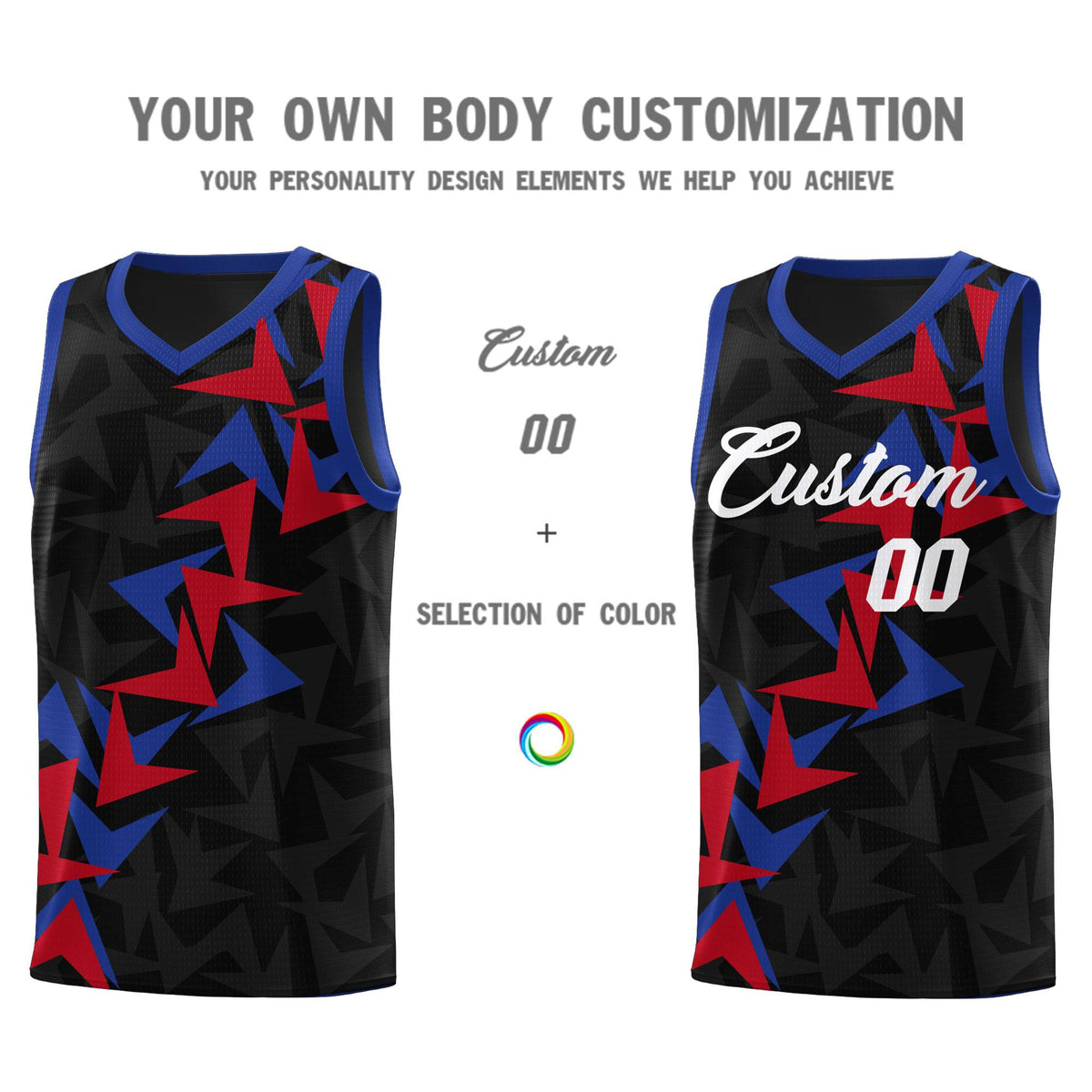 Custom Black Boomerang Pattern Sets Basketball Jersey