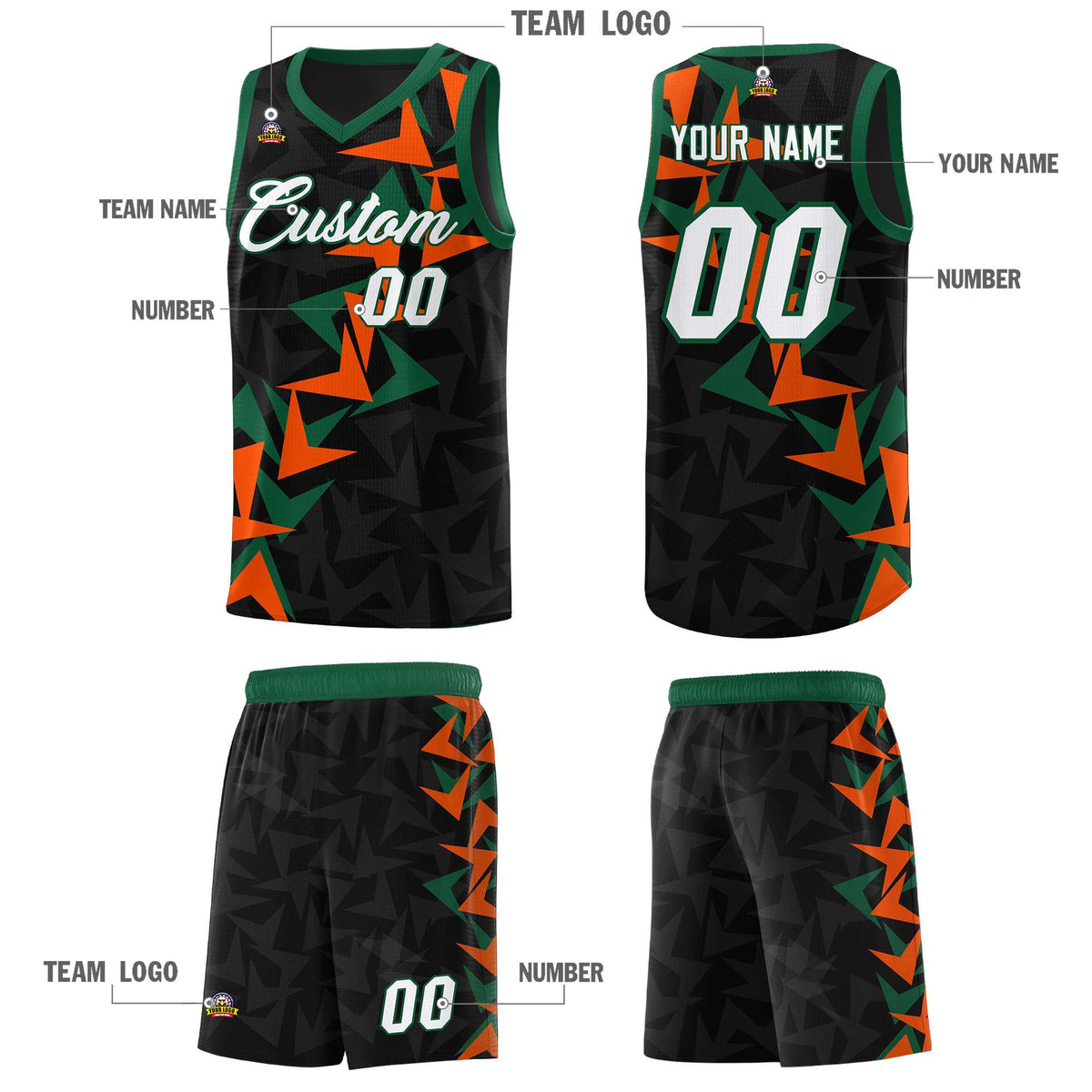 Custom Black Boomerang Pattern Sets Basketball Jersey