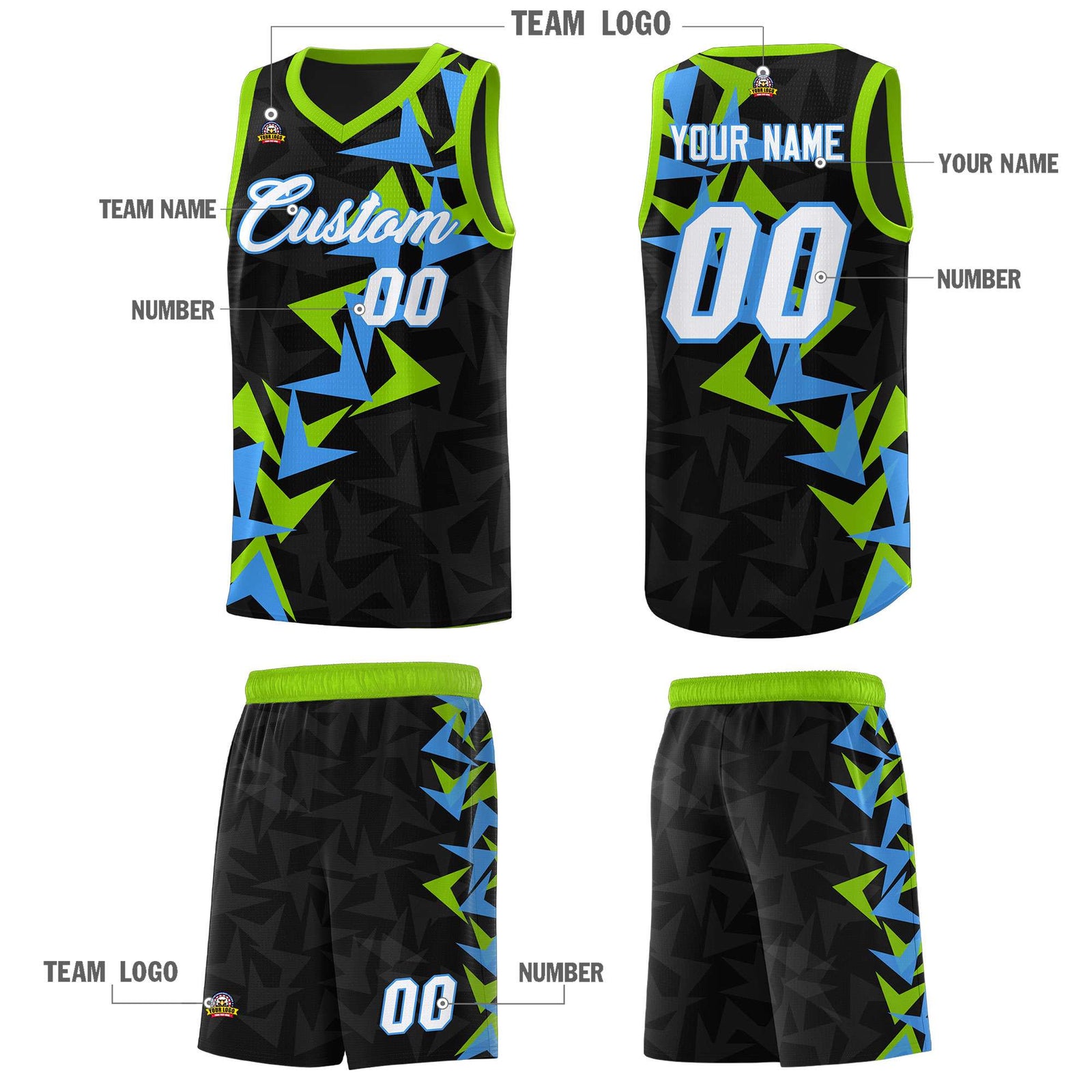 Custom Black Boomerang Pattern Sets Basketball Jersey