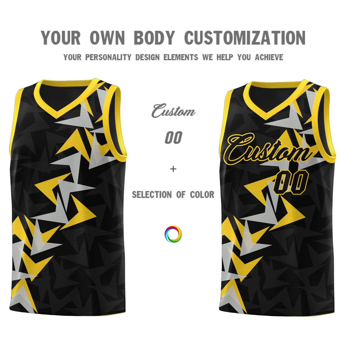 Custom Black Boomerang Pattern Sets Basketball Jersey