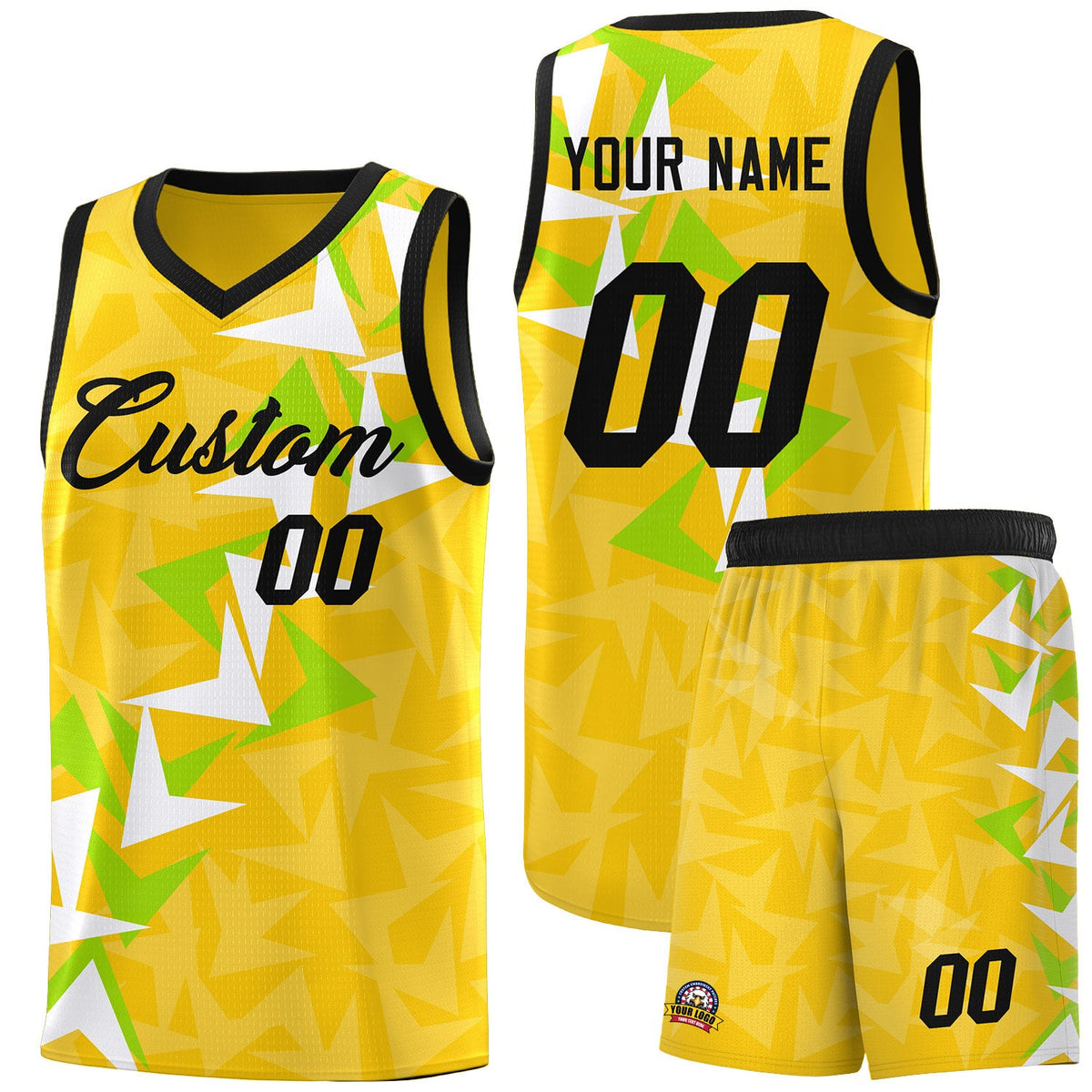 Custom Gold Boomerang Pattern Sets Basketball Jersey