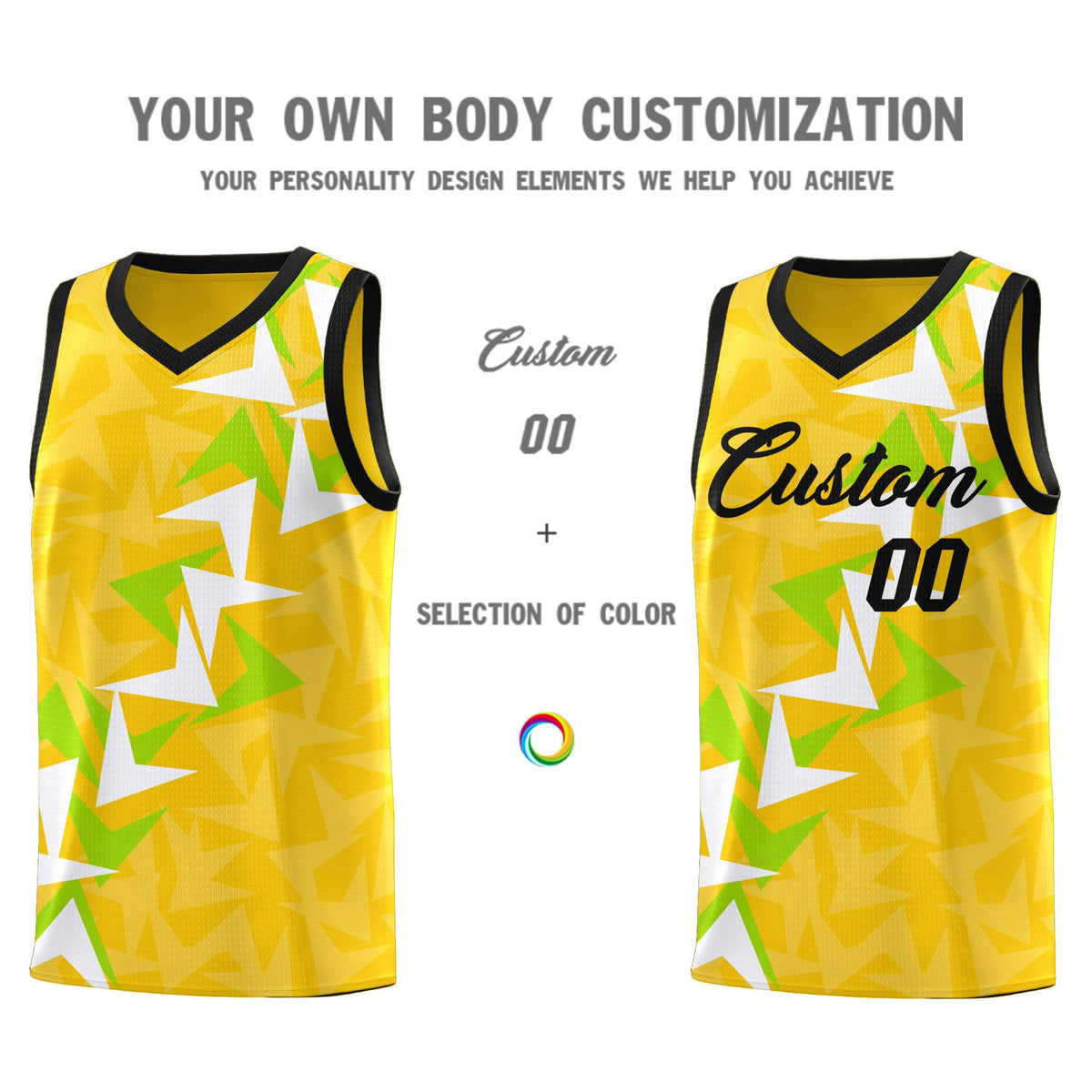 Custom Gold Boomerang Pattern Sets Basketball Jersey