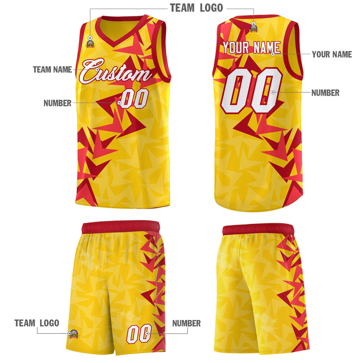 Custom Gold Boomerang Pattern Sets Basketball Jersey