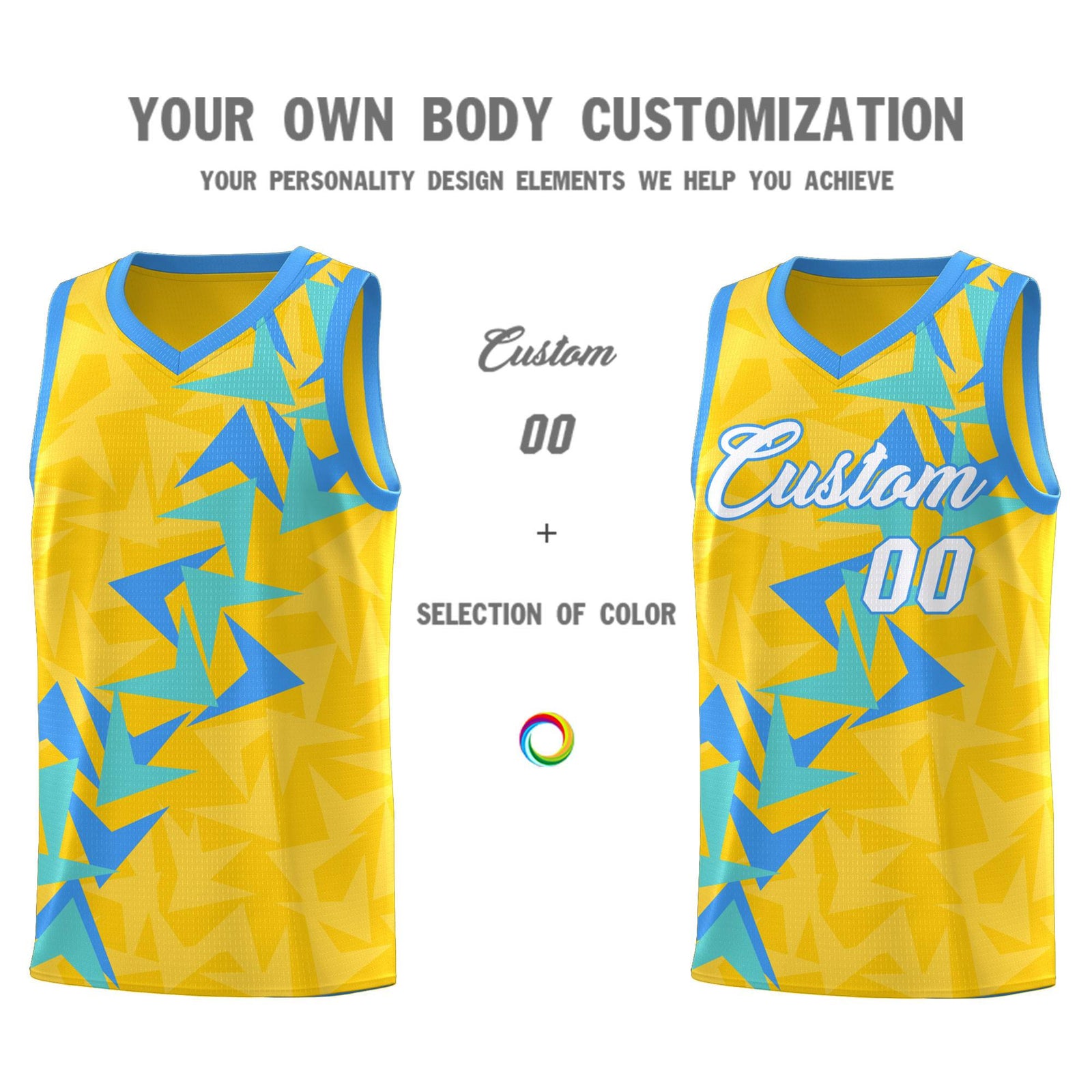 Custom Gold Boomerang Pattern Sets Basketball Jersey